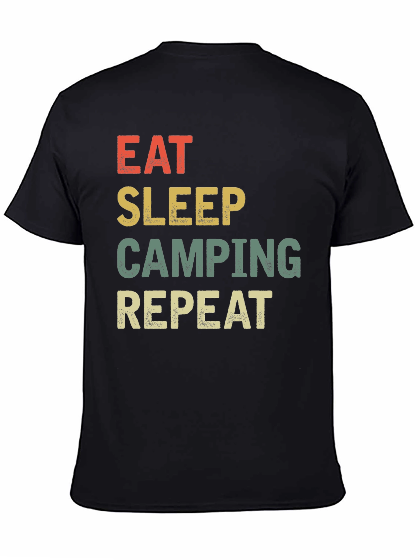 Eat Sleep Camping Repeat Black Graphic Tee