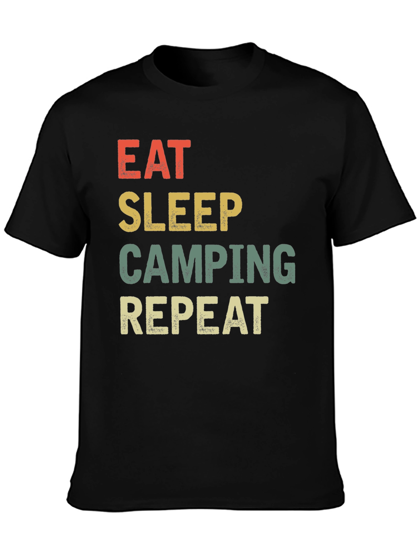 Eat Sleep Camping Repeat Black Graphic Tee