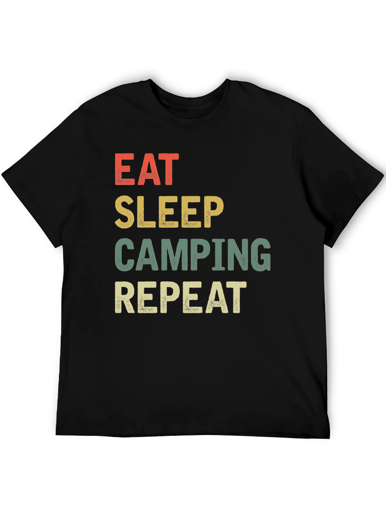 Eat Sleep Camping Repeat Black Graphic Tee