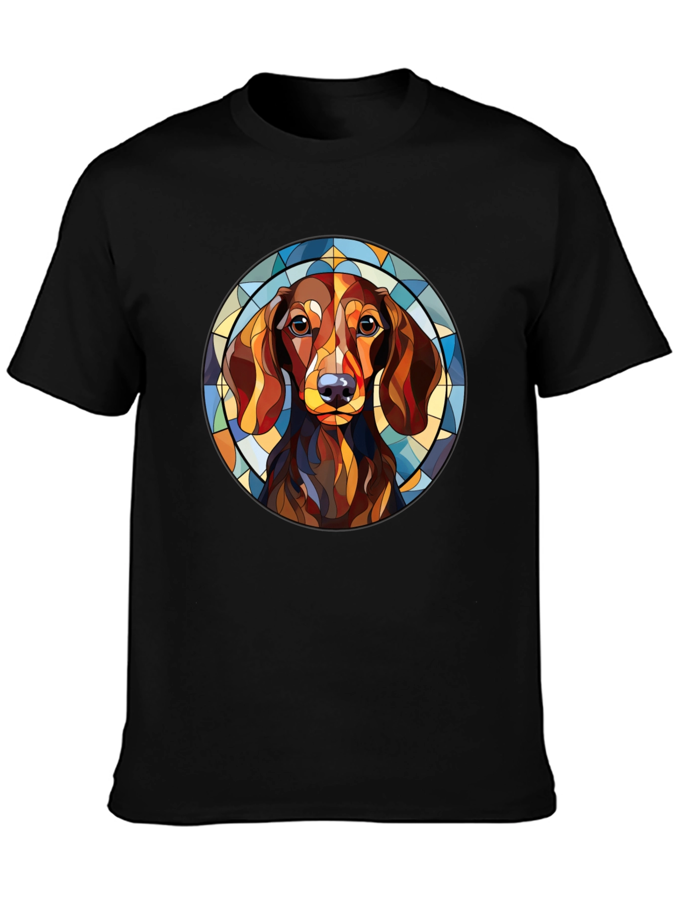 Dachshund Dog Stained Glass Style T-Shirt