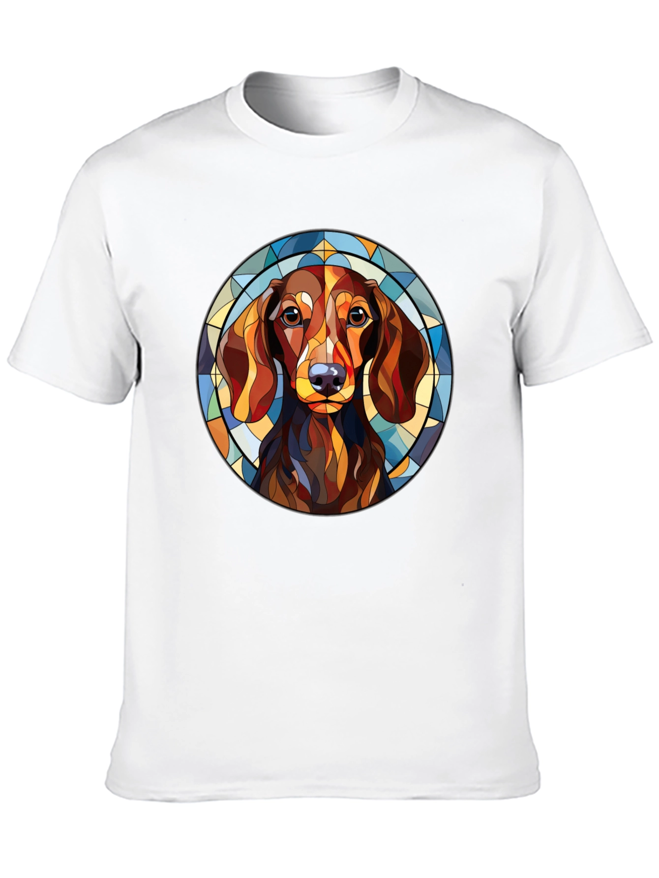 Dachshund Dog Stained Glass Style T-Shirt