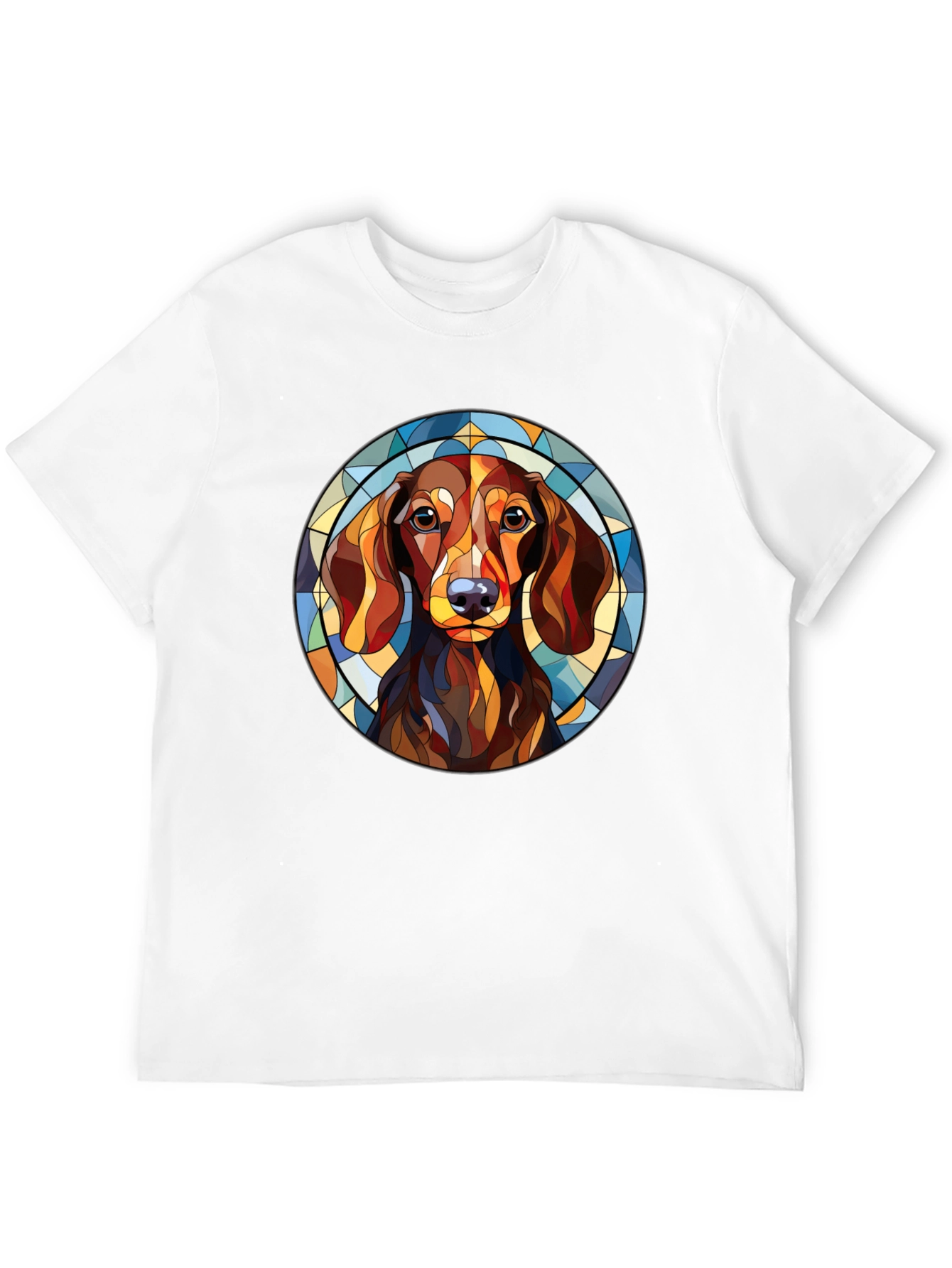 Dachshund Dog Stained Glass Style T-Shirt