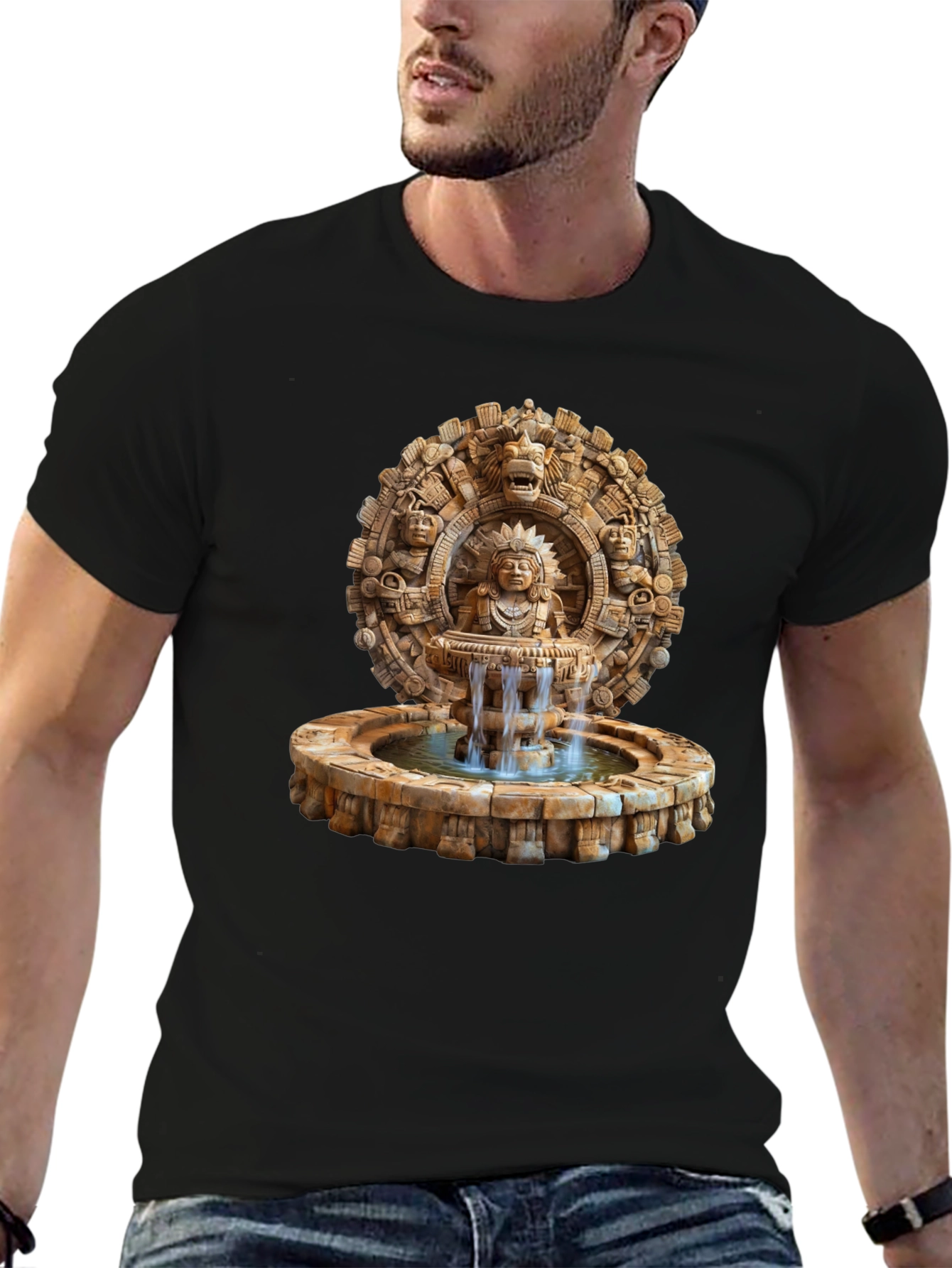 Aztec Fountain Graphic Tee - Black