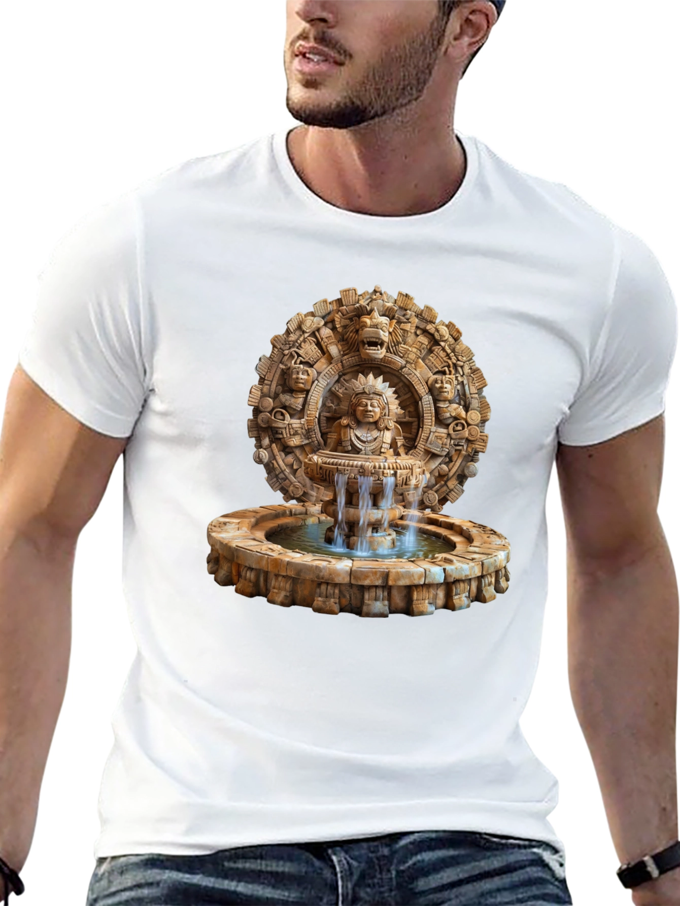 Aztec Fountain Graphic Tee - Black