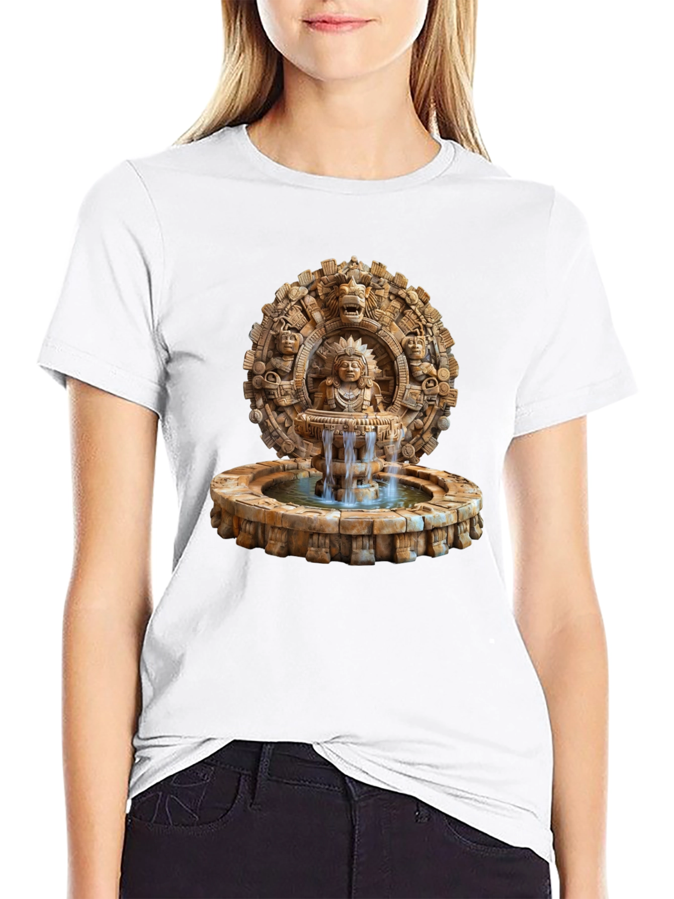 Aztec Fountain Graphic Tee - Black