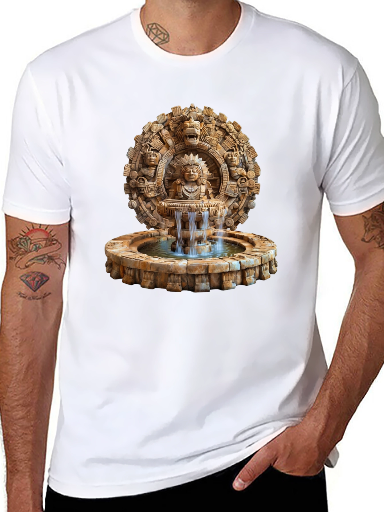 Aztec Fountain Graphic Tee - Black