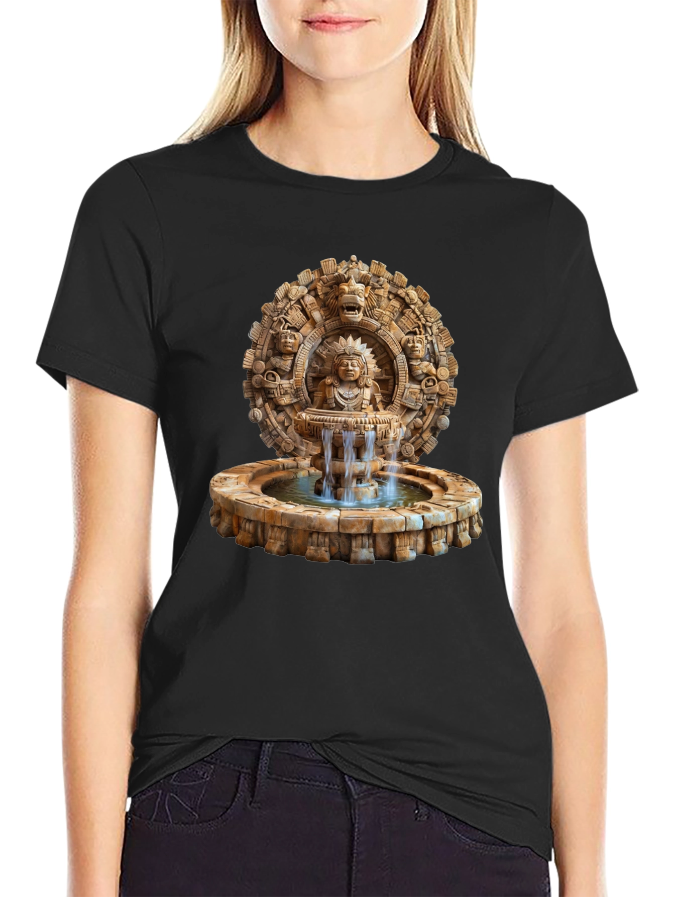 Aztec Fountain Graphic Tee - Black