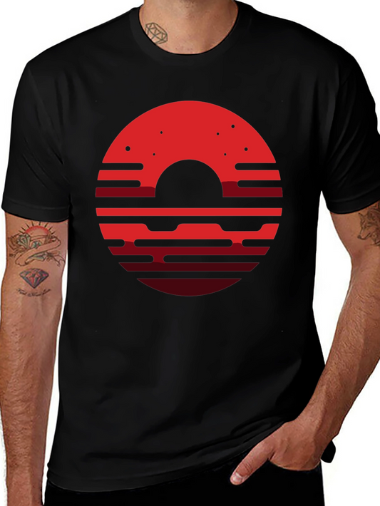 Abstract Sunset Graphic T-Shirt - Black