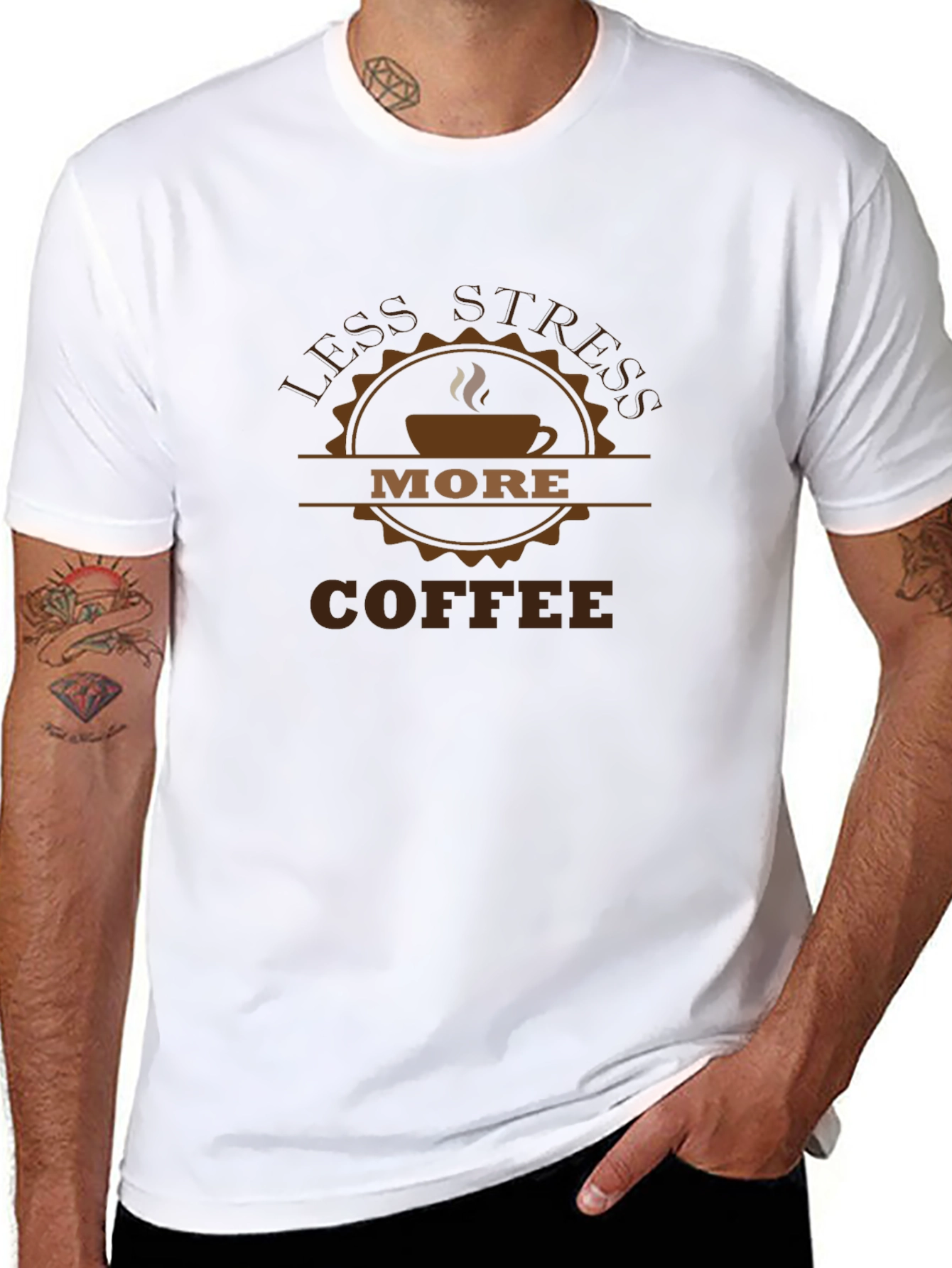 Less Stress More Coffee Graphic T-Shirt