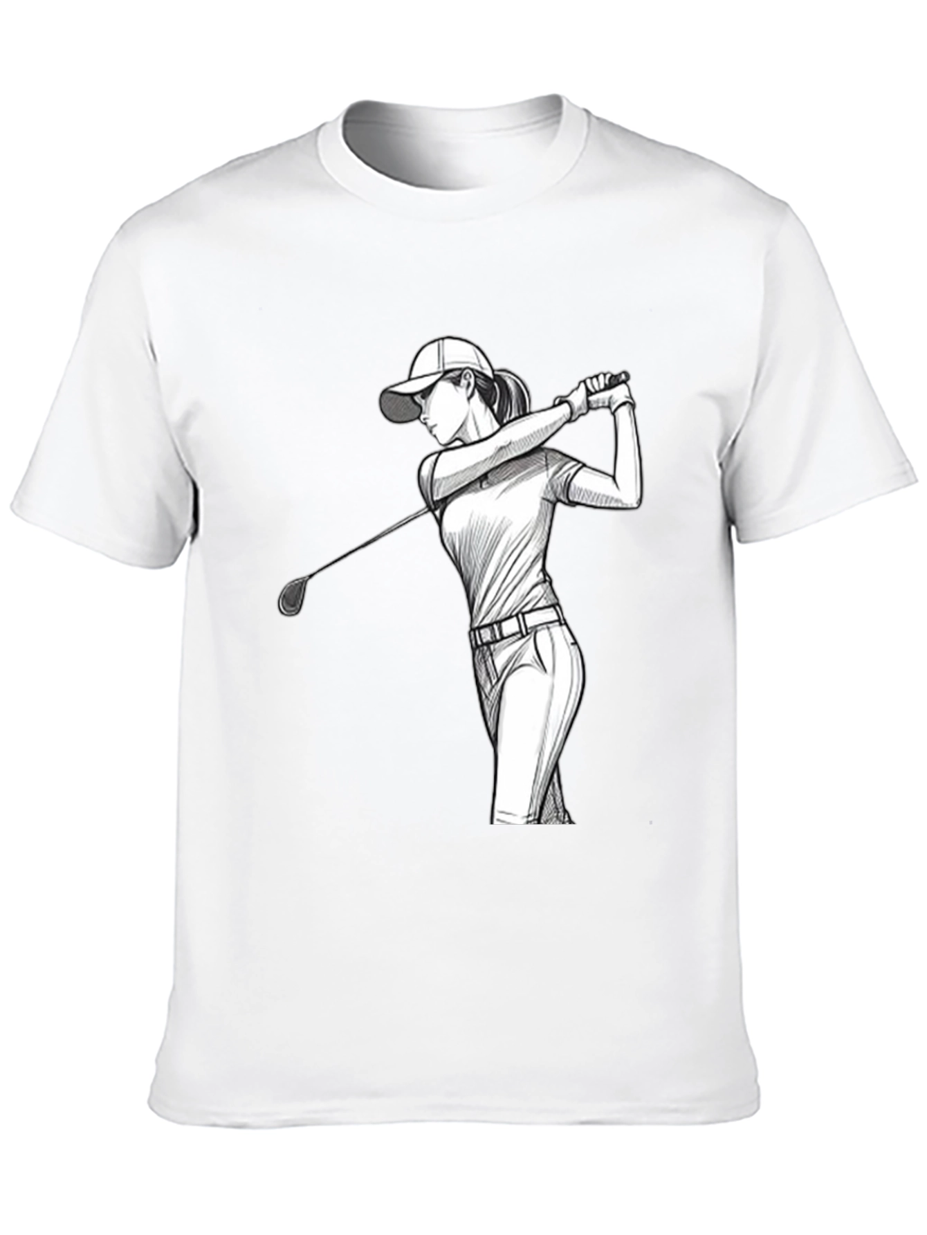 Golfing Woman Graphic Tee - Black T-Shirt