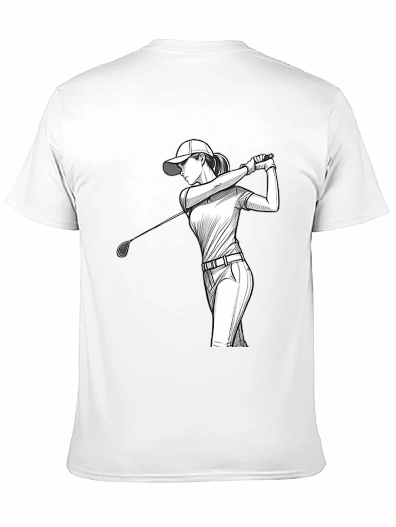 Golfing Woman Graphic Tee - Black T-Shirt