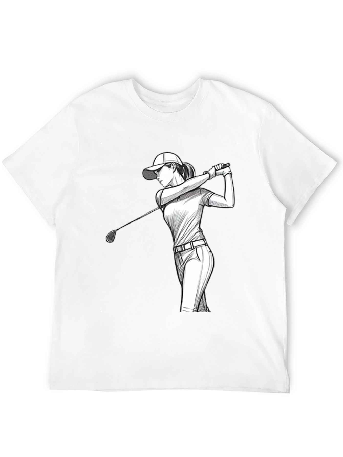 Golfing Woman Graphic Tee - Black T-Shirt