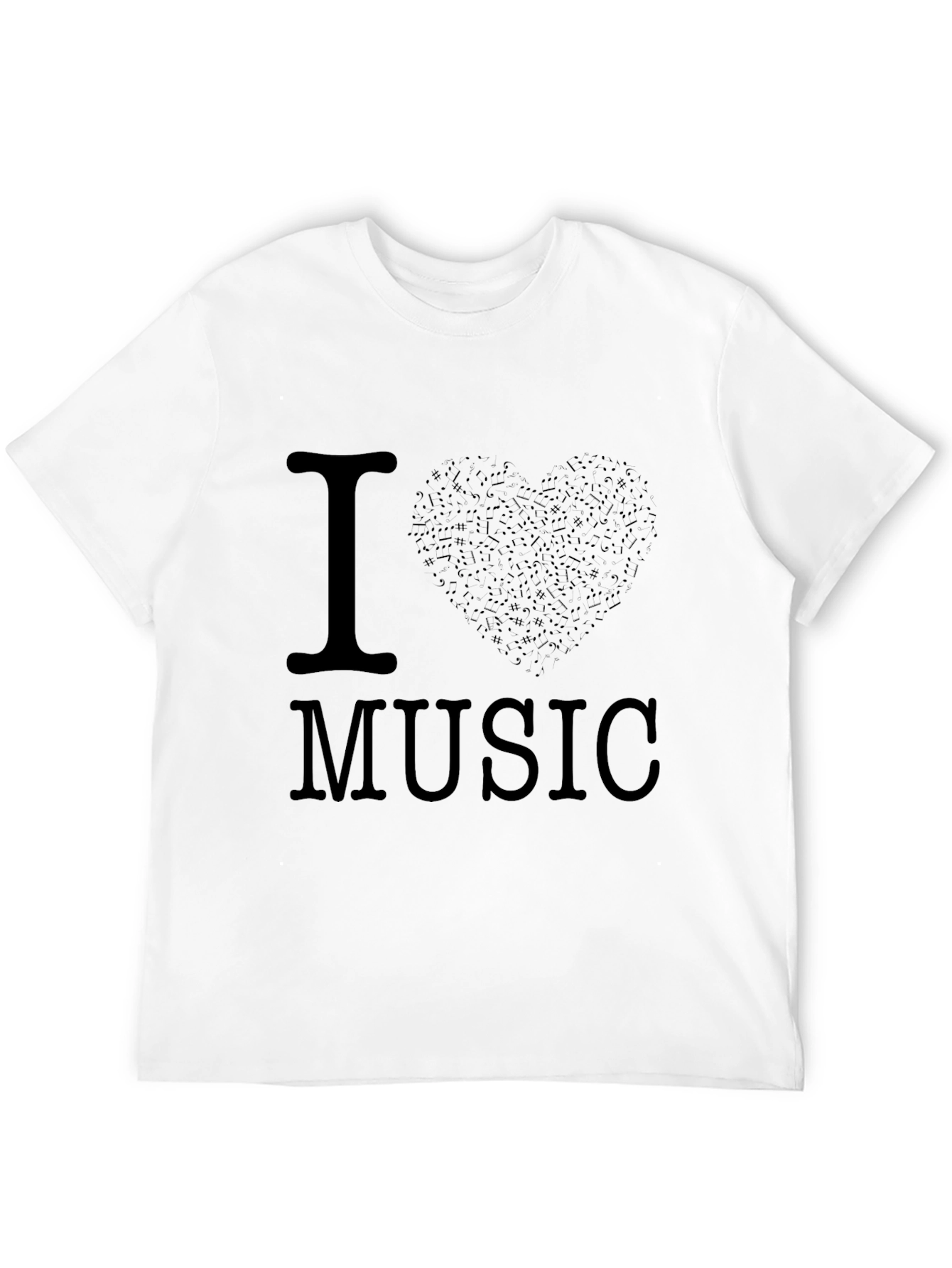 I Love Music Black Graphic Tee Shirt