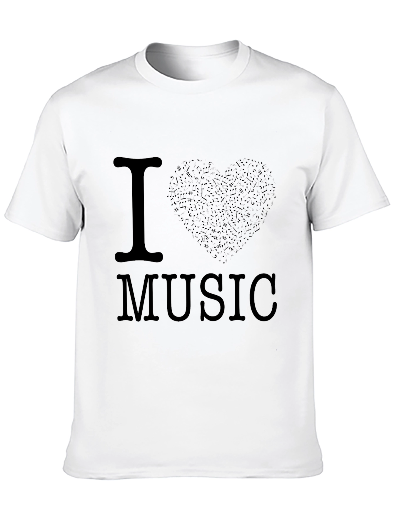 I Love Music Black Graphic Tee Shirt