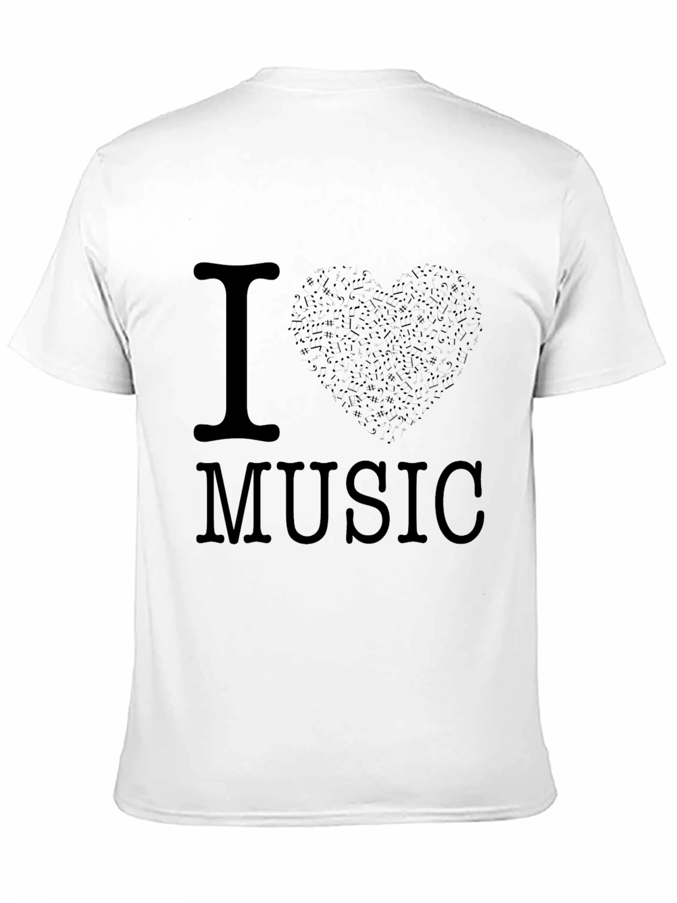 I Love Music Black Graphic Tee Shirt