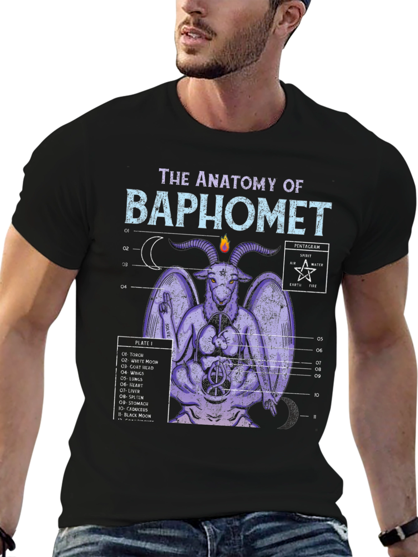 Anatomy of Baphomet Graphic Tee - Occult Design