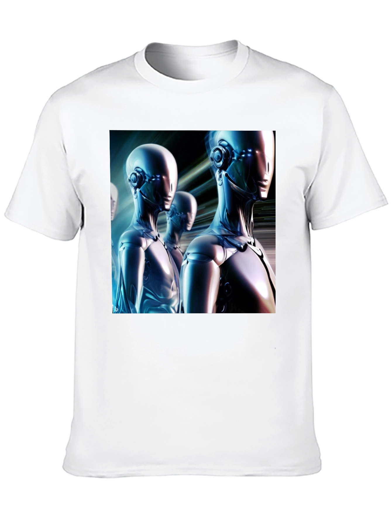 Futuristic Robot Graphic T-Shirt - Black