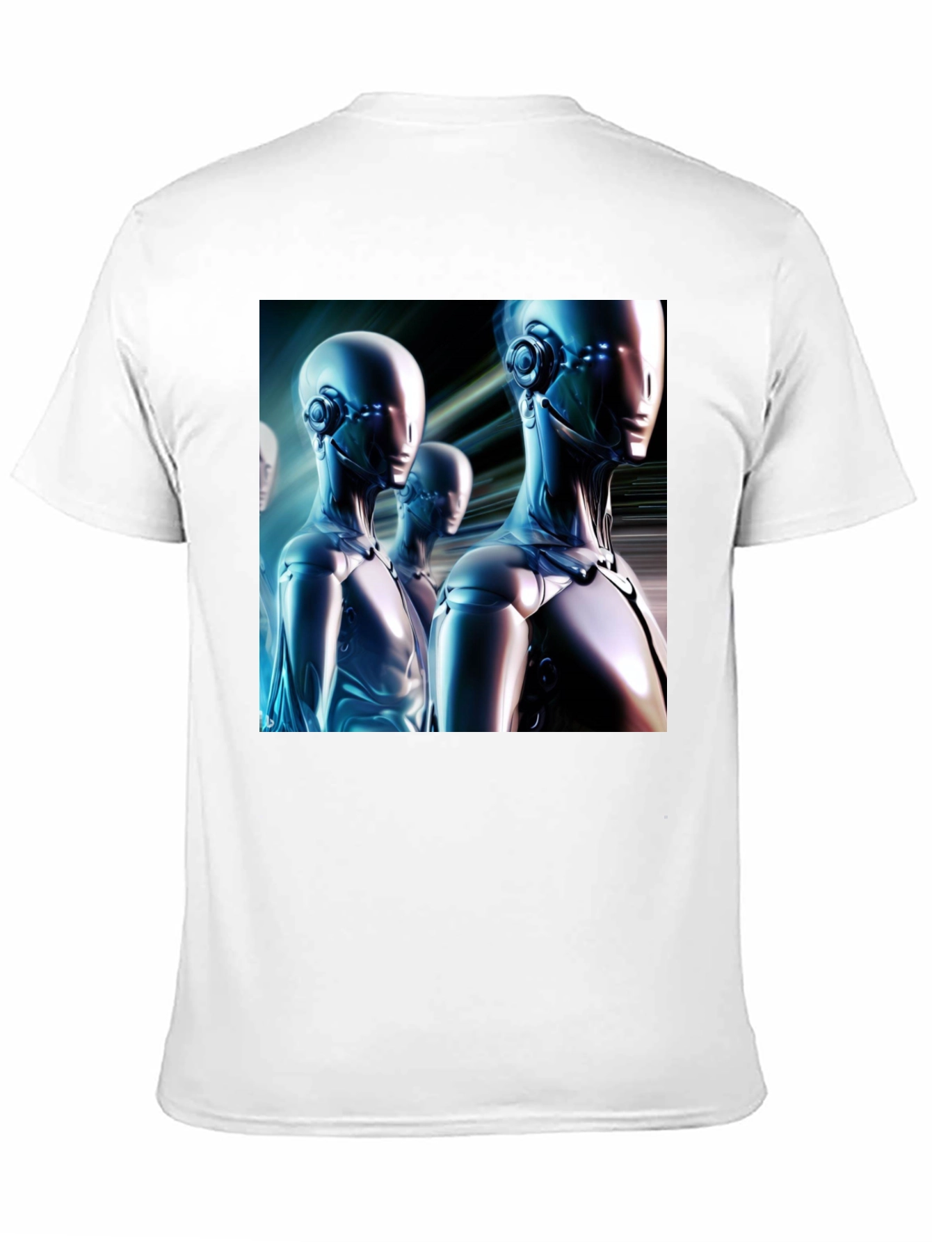 Futuristic Robot Graphic T-Shirt - Black