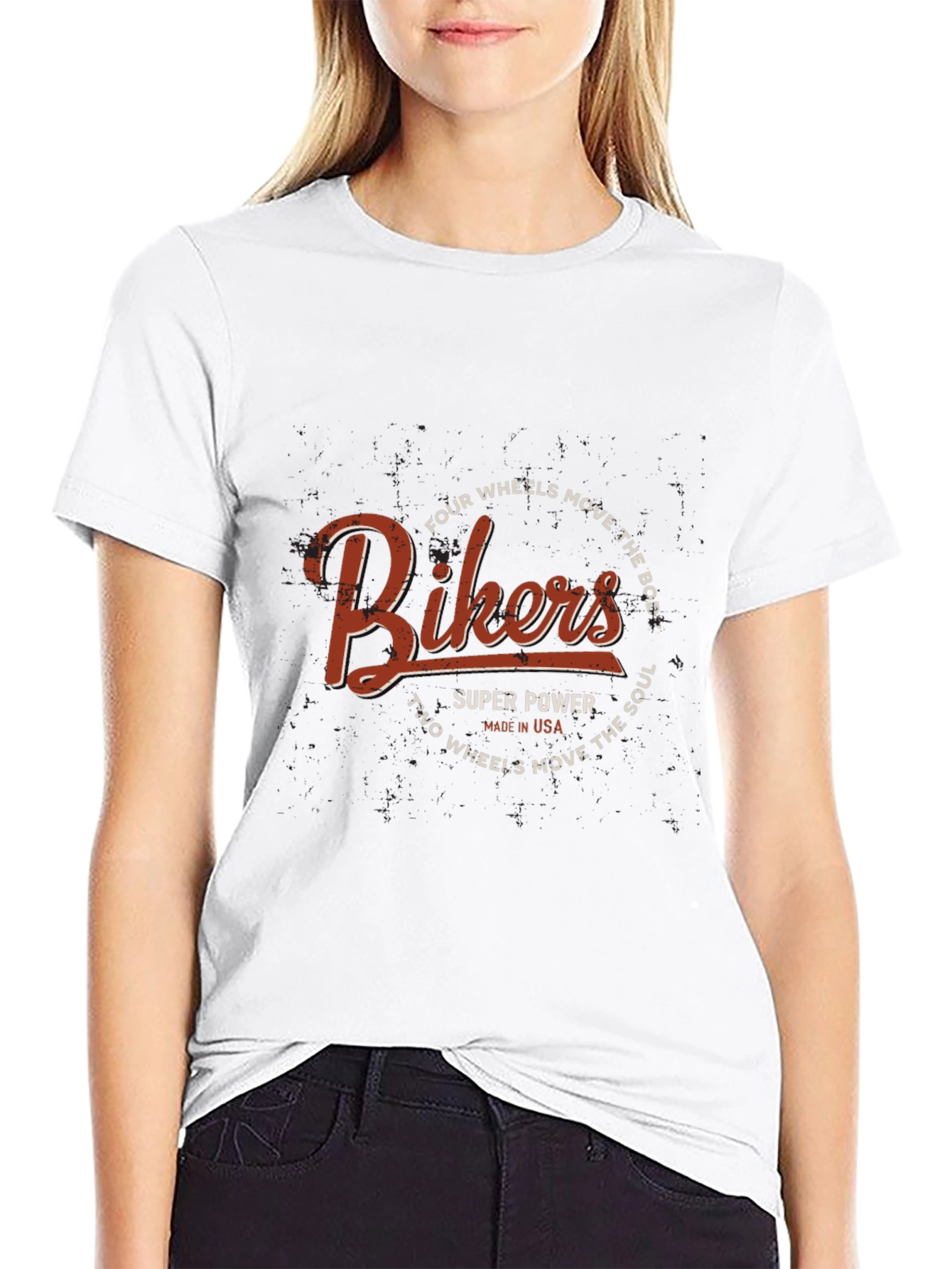 Bikers T-Shirt - Four Wheels Move the Body Design
