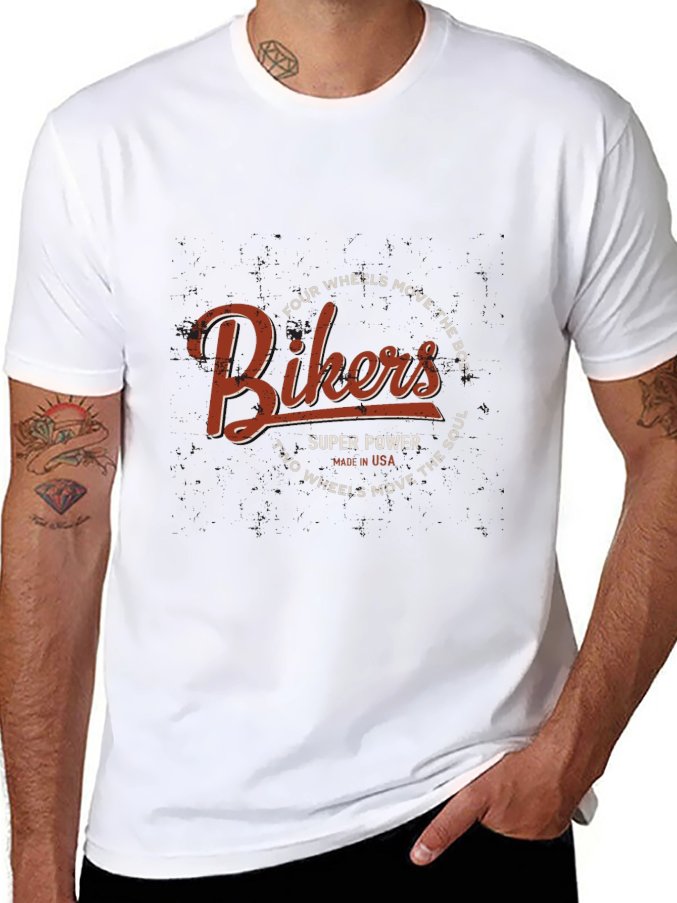 Bikers T-Shirt - Four Wheels Move the Body Design