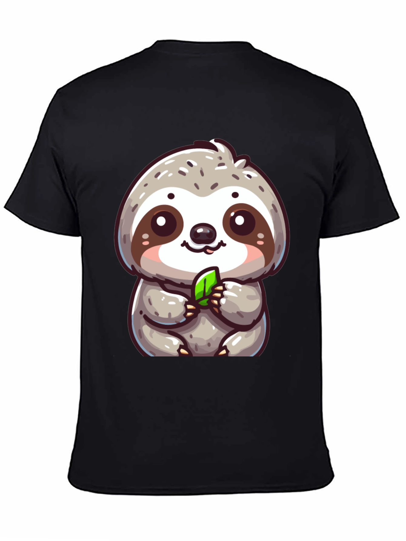 Cute Sloth Graphic Tee - Black Cotton Blend