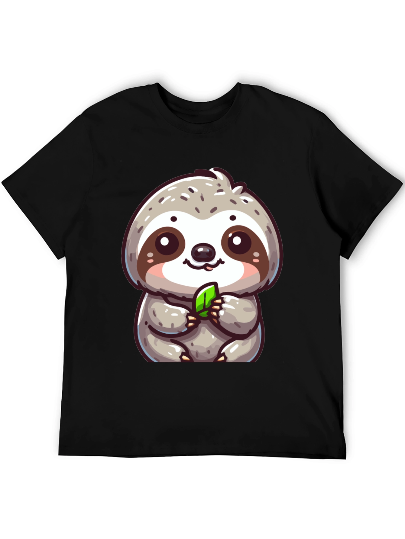 Cute Sloth Graphic Tee - Black Cotton Blend
