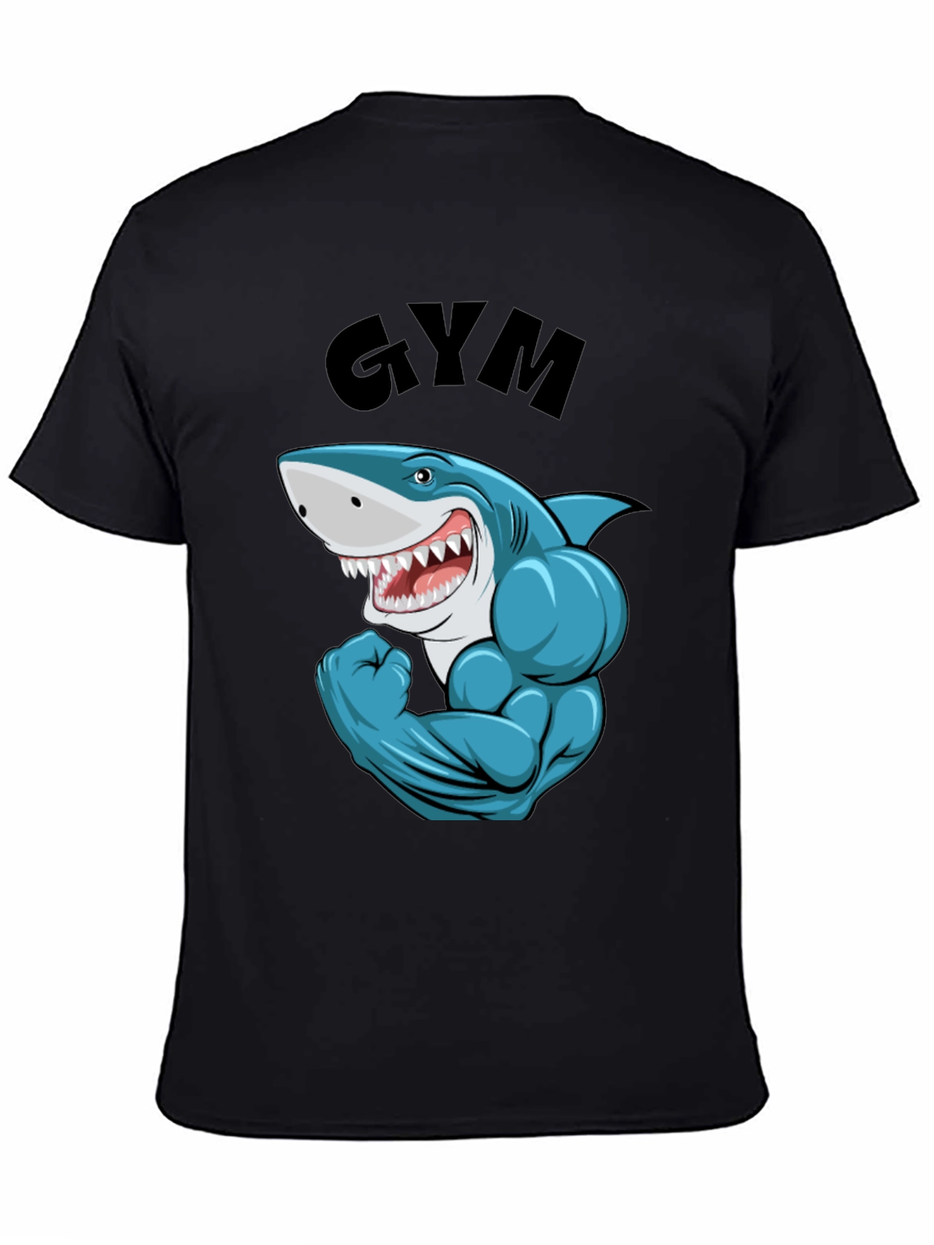 Funny Gym Shark Black T-Shirt