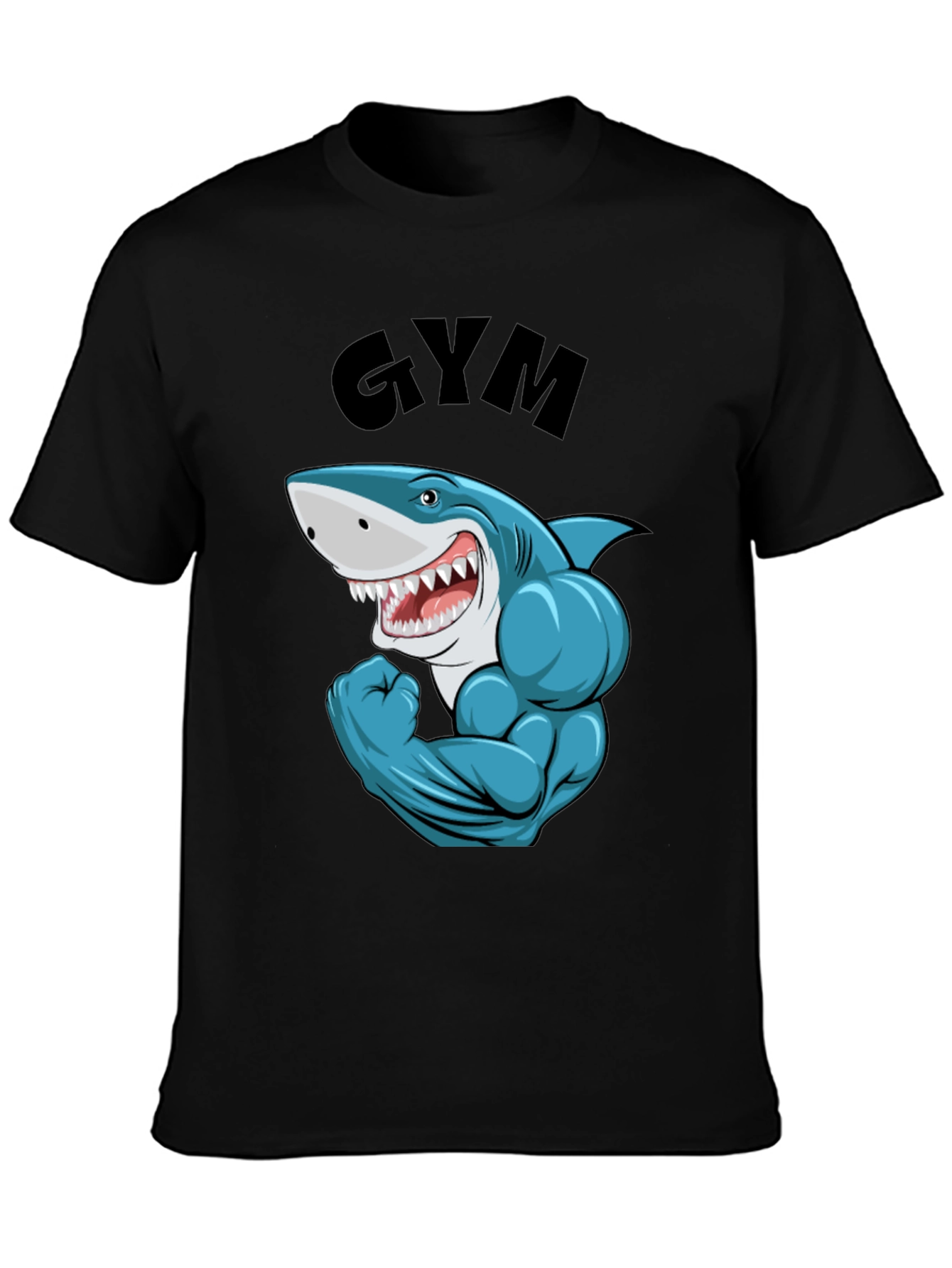 Funny Gym Shark Black T-Shirt