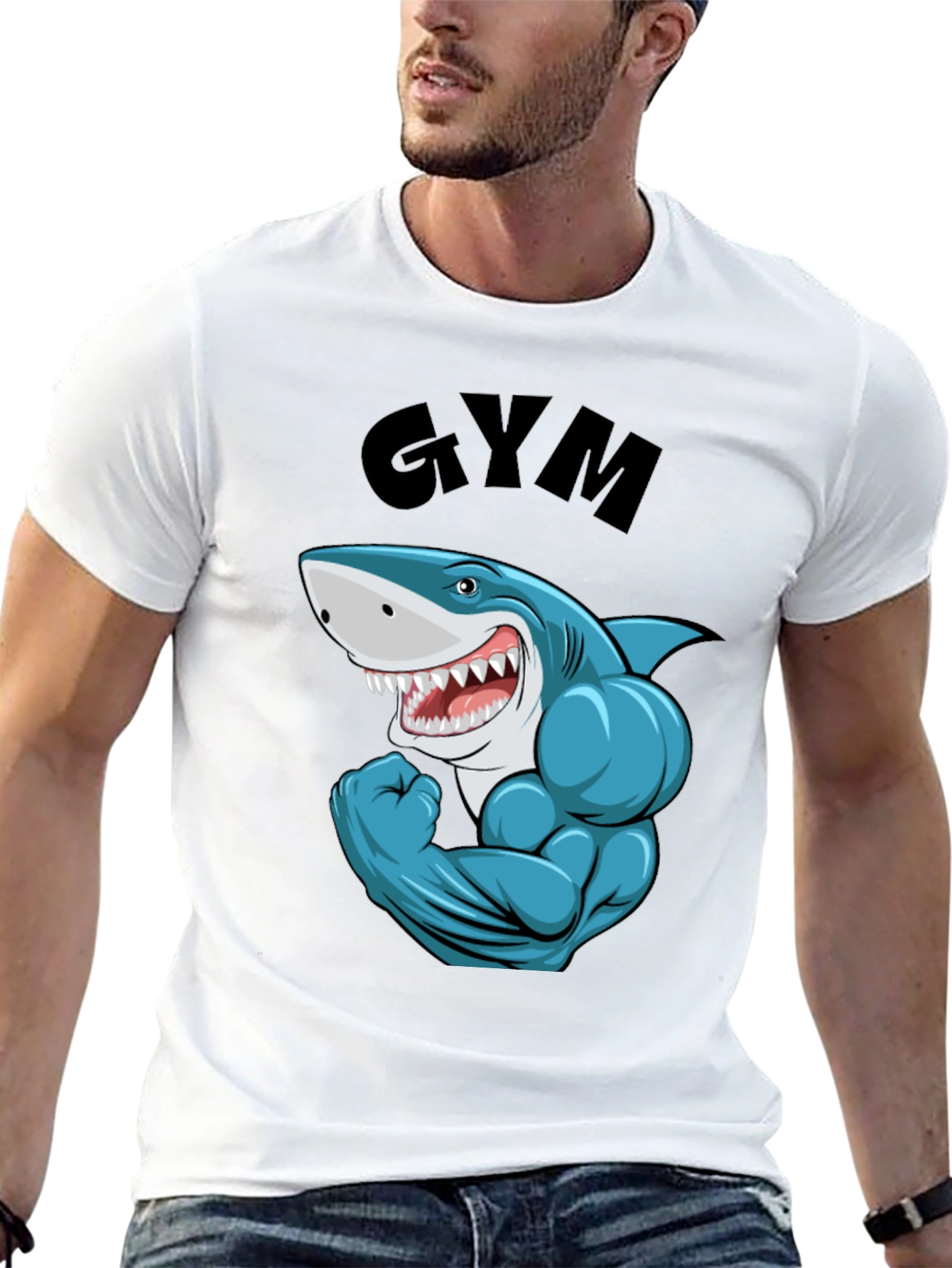 Funny Gym Shark Black T-Shirt