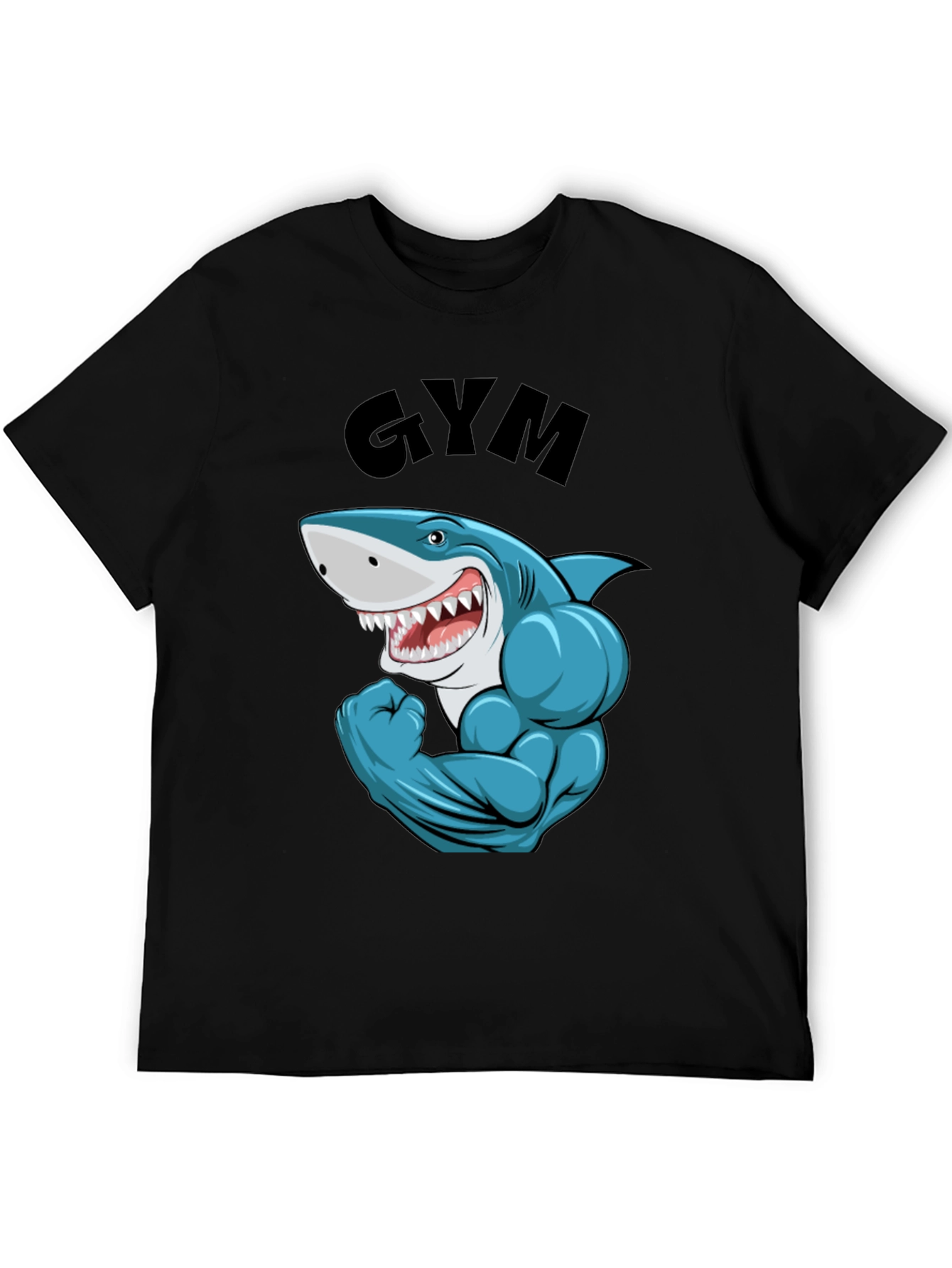 Funny Gym Shark Black T-Shirt