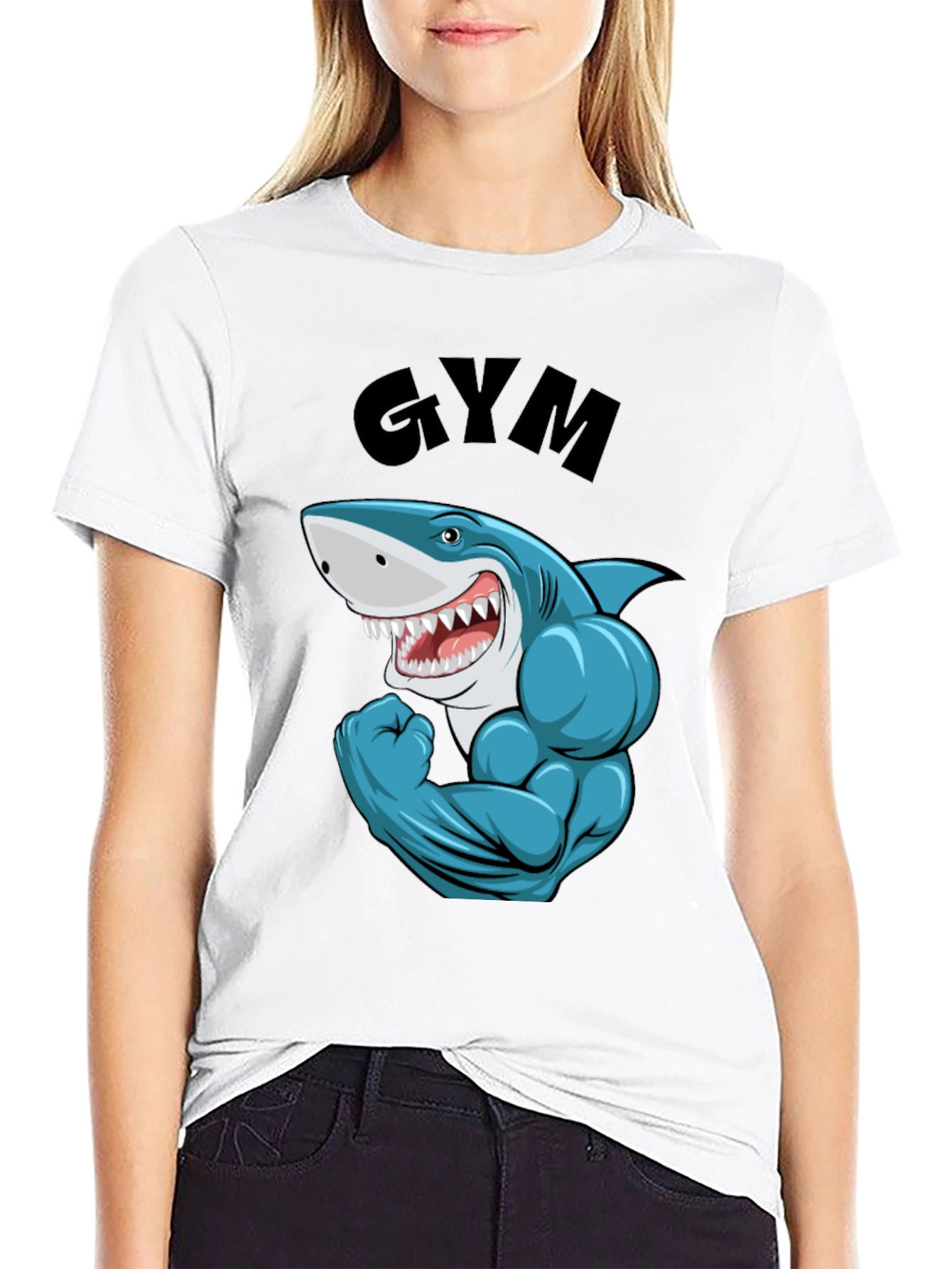 Funny Gym Shark Black T-Shirt