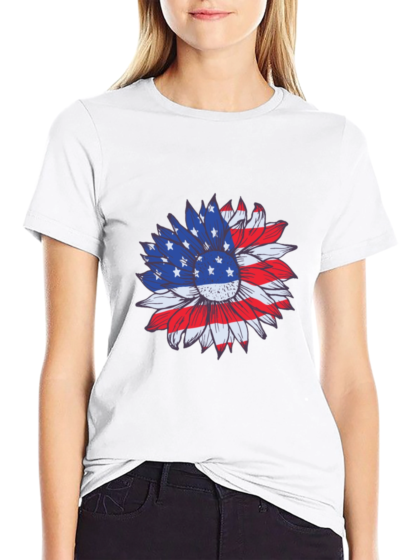 American Flag Sunflower Graphic Tee