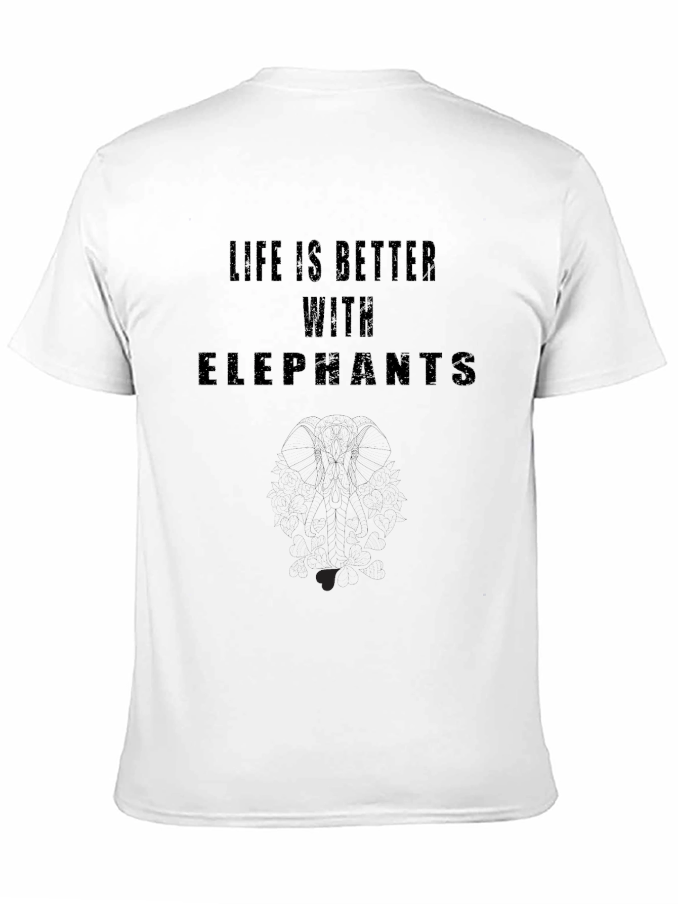 Life is Better with Elephants Black T-Shirt