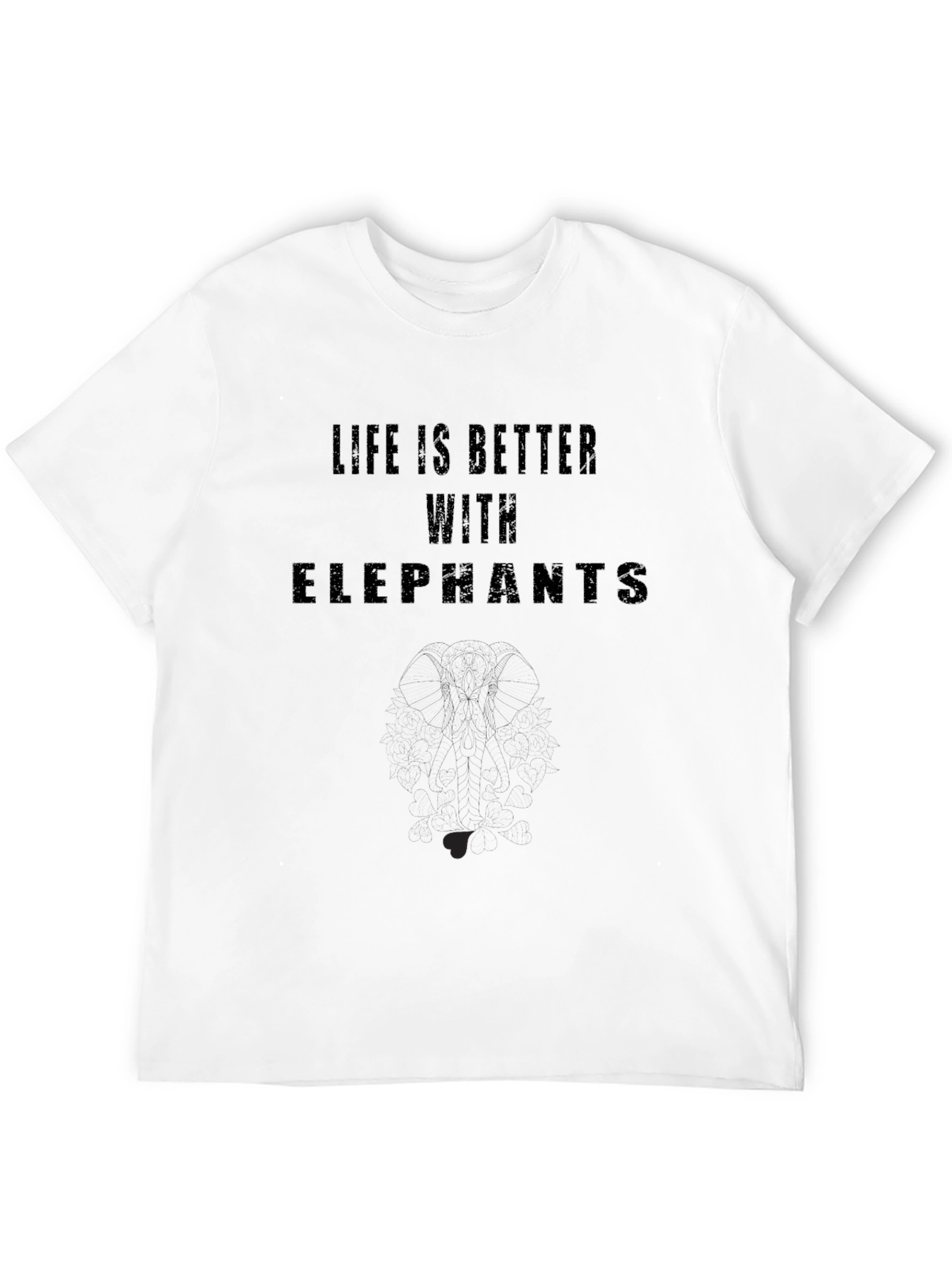 Life is Better with Elephants Black T-Shirt