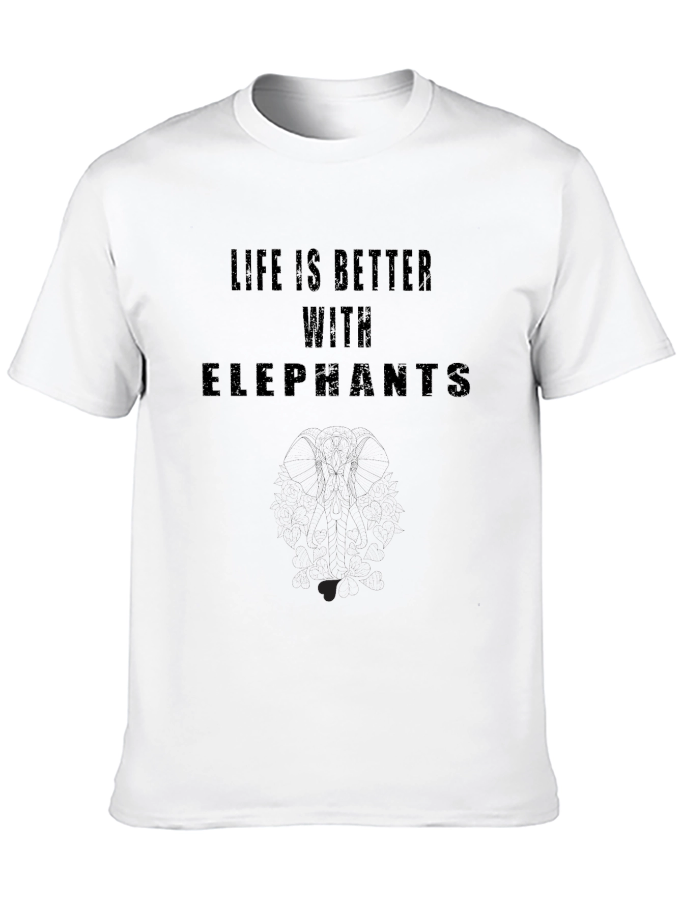 Life is Better with Elephants Black T-Shirt