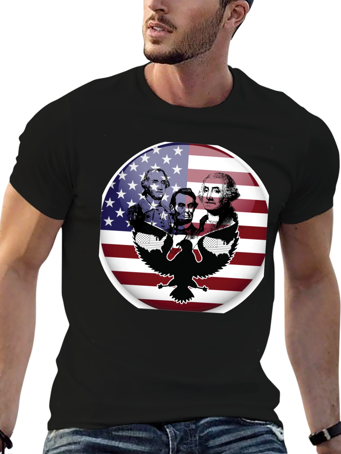 Patriotic Presidents & Eagle Graphic T-Shirt
