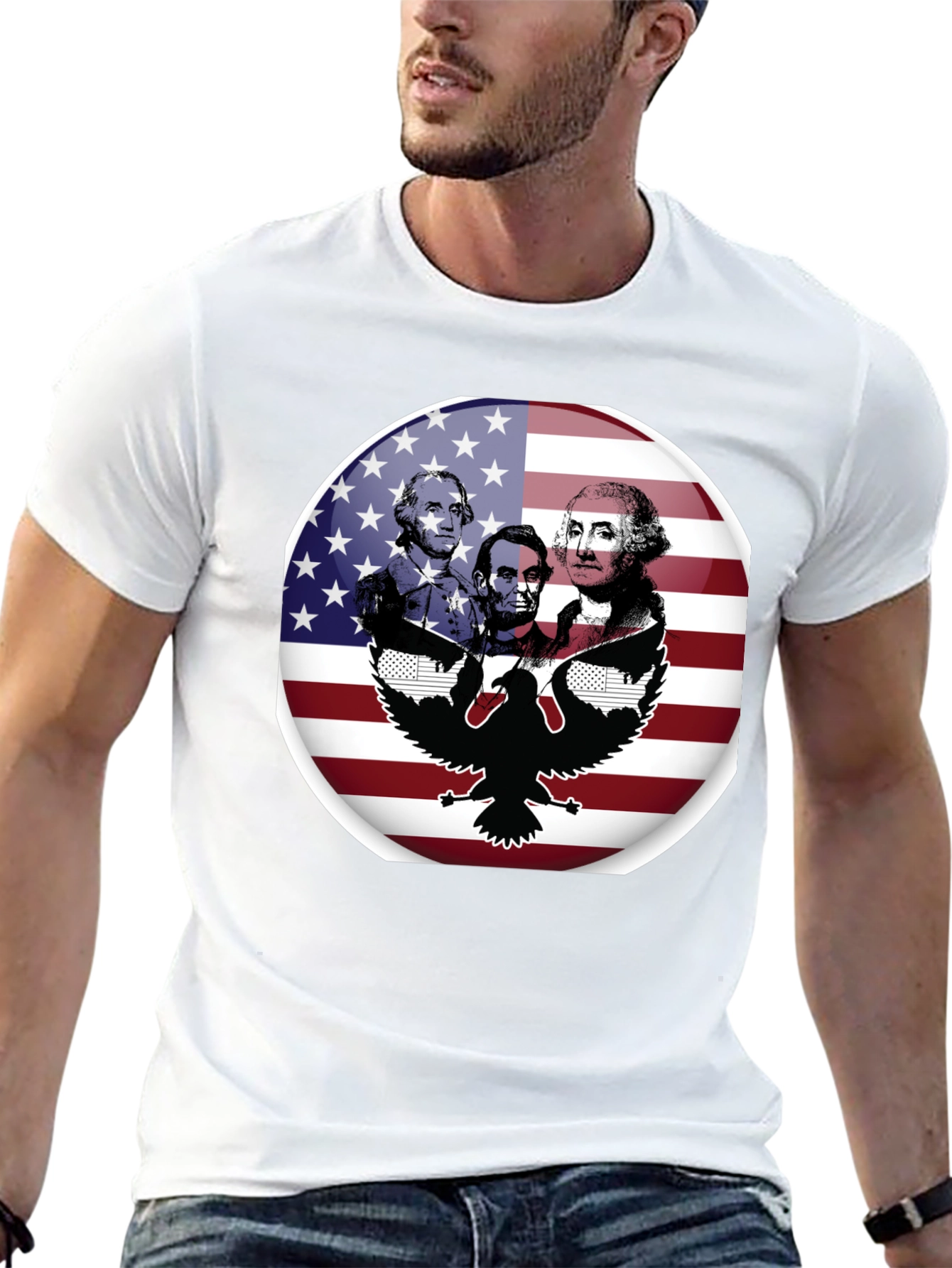 Patriotic Presidents & Eagle Graphic T-Shirt