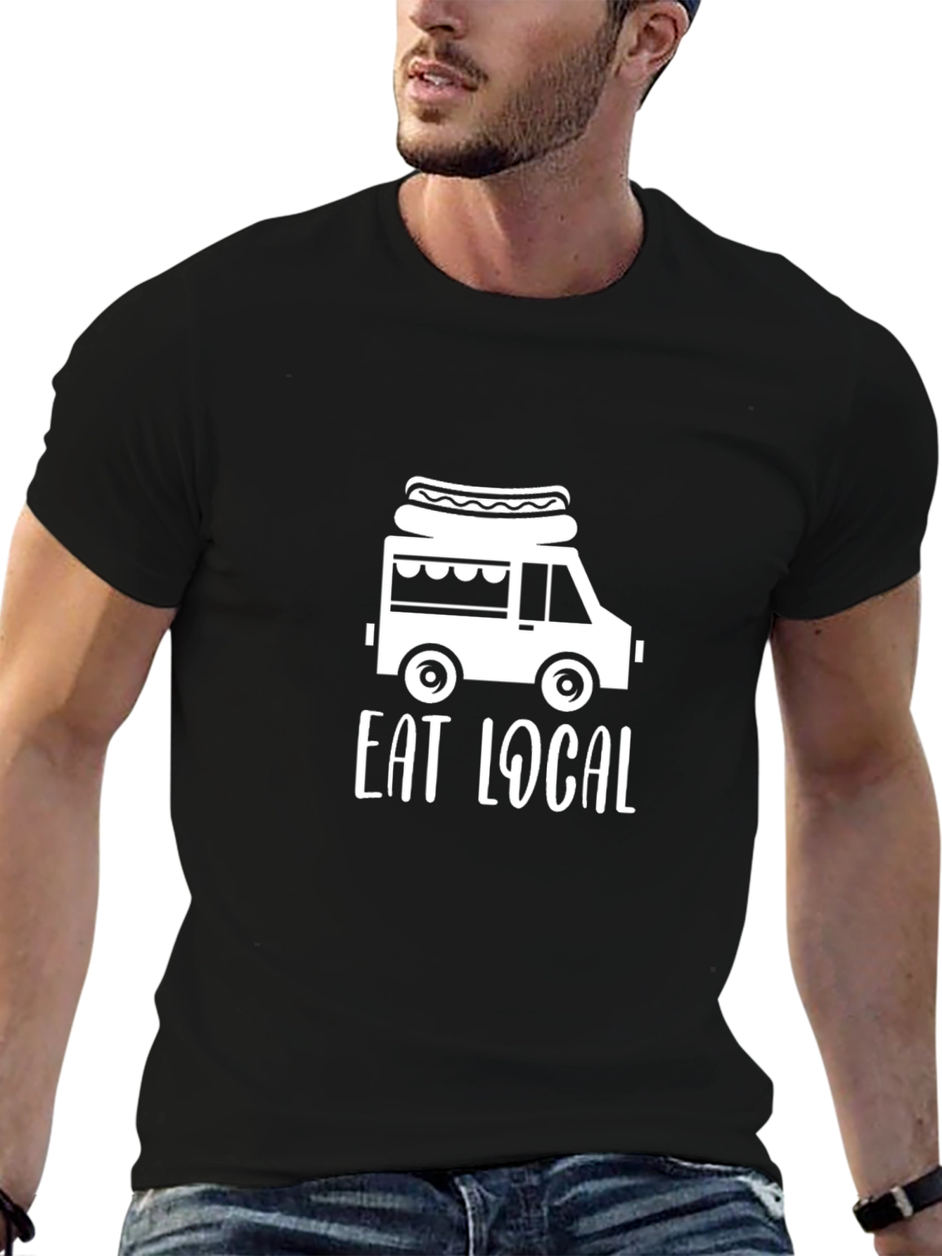 Eat Local Hot Dog Truck T-Shirt - Black