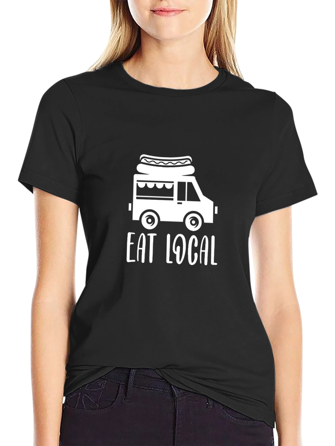 Eat Local Hot Dog Truck T-Shirt - Black