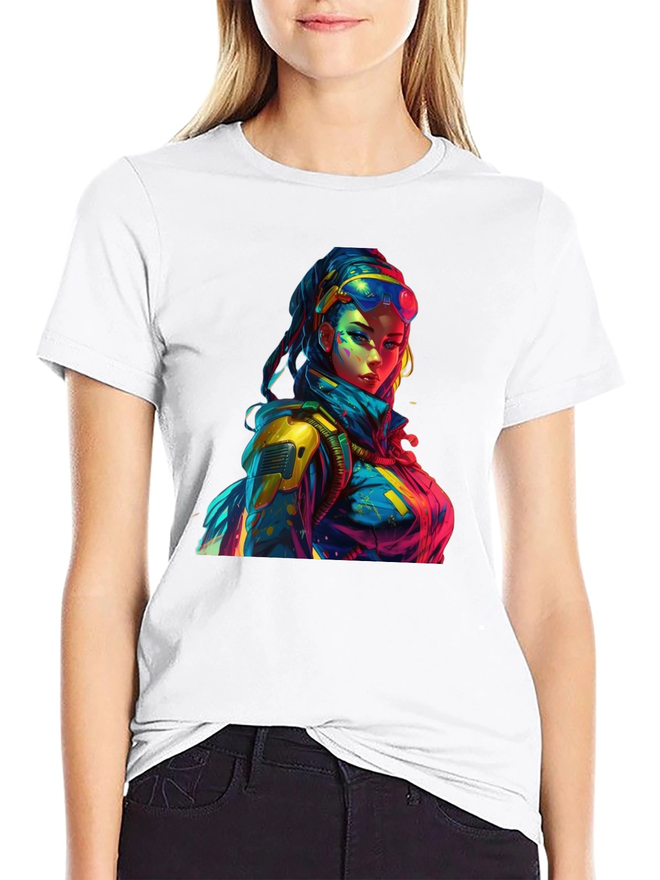 Cyberpunk Style Graphic Print T-Shirt