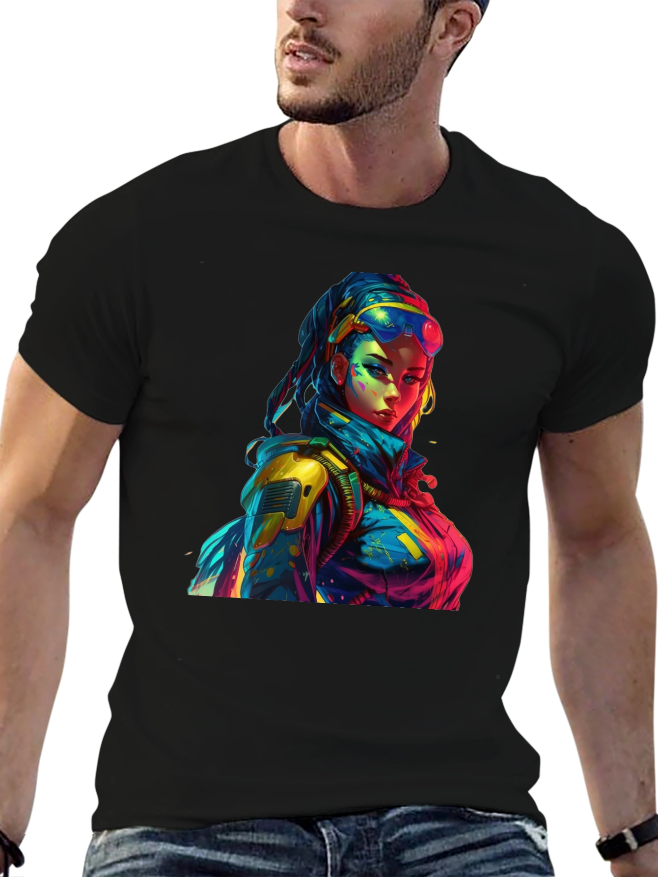 Cyberpunk Style Graphic Print T-Shirt