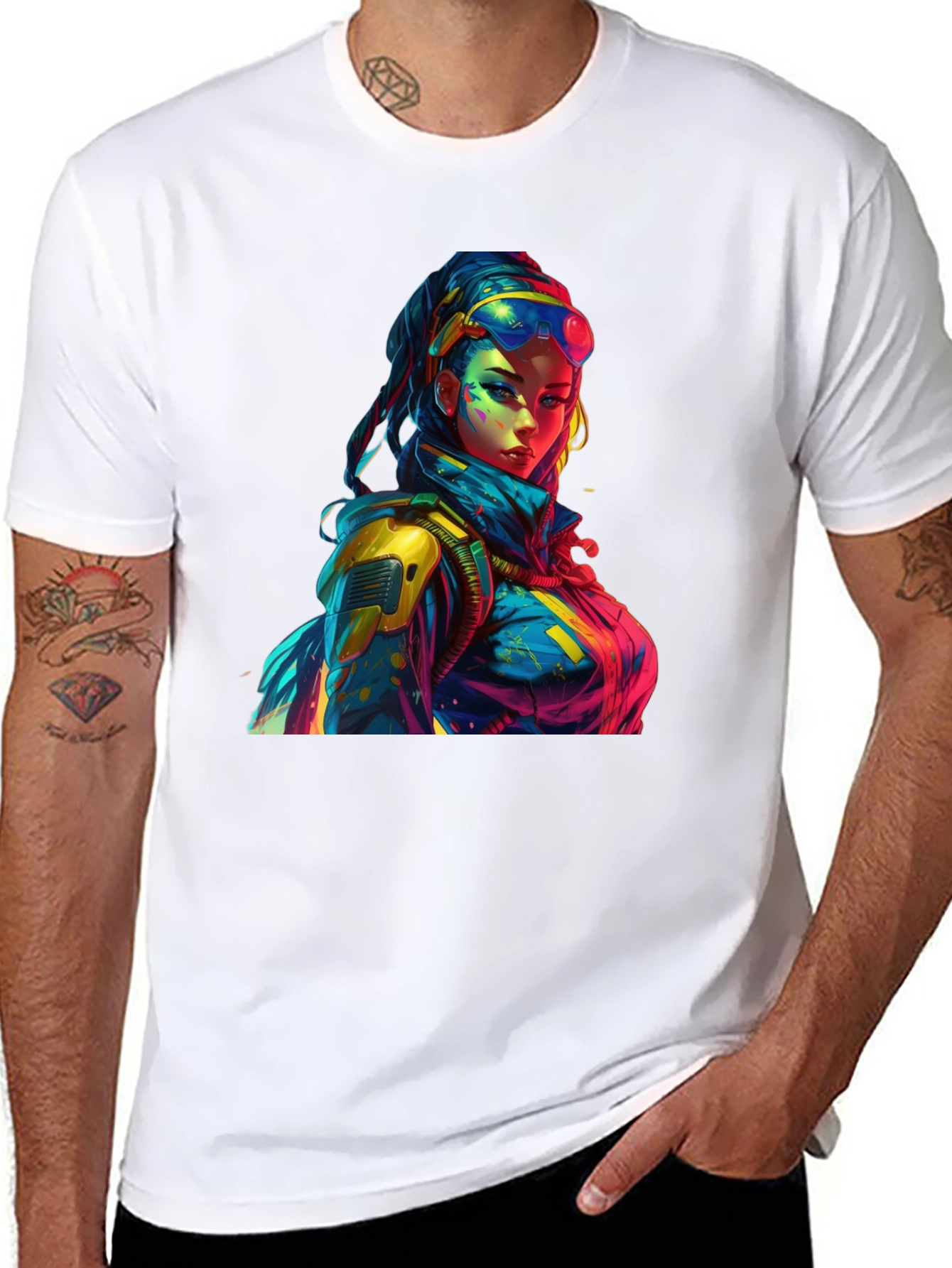 Cyberpunk Style Graphic Print T-Shirt