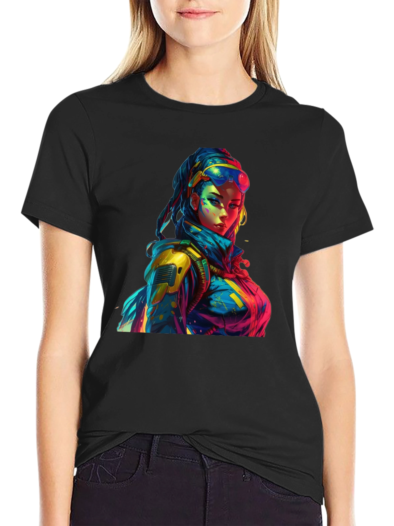 Cyberpunk Style Graphic Print T-Shirt