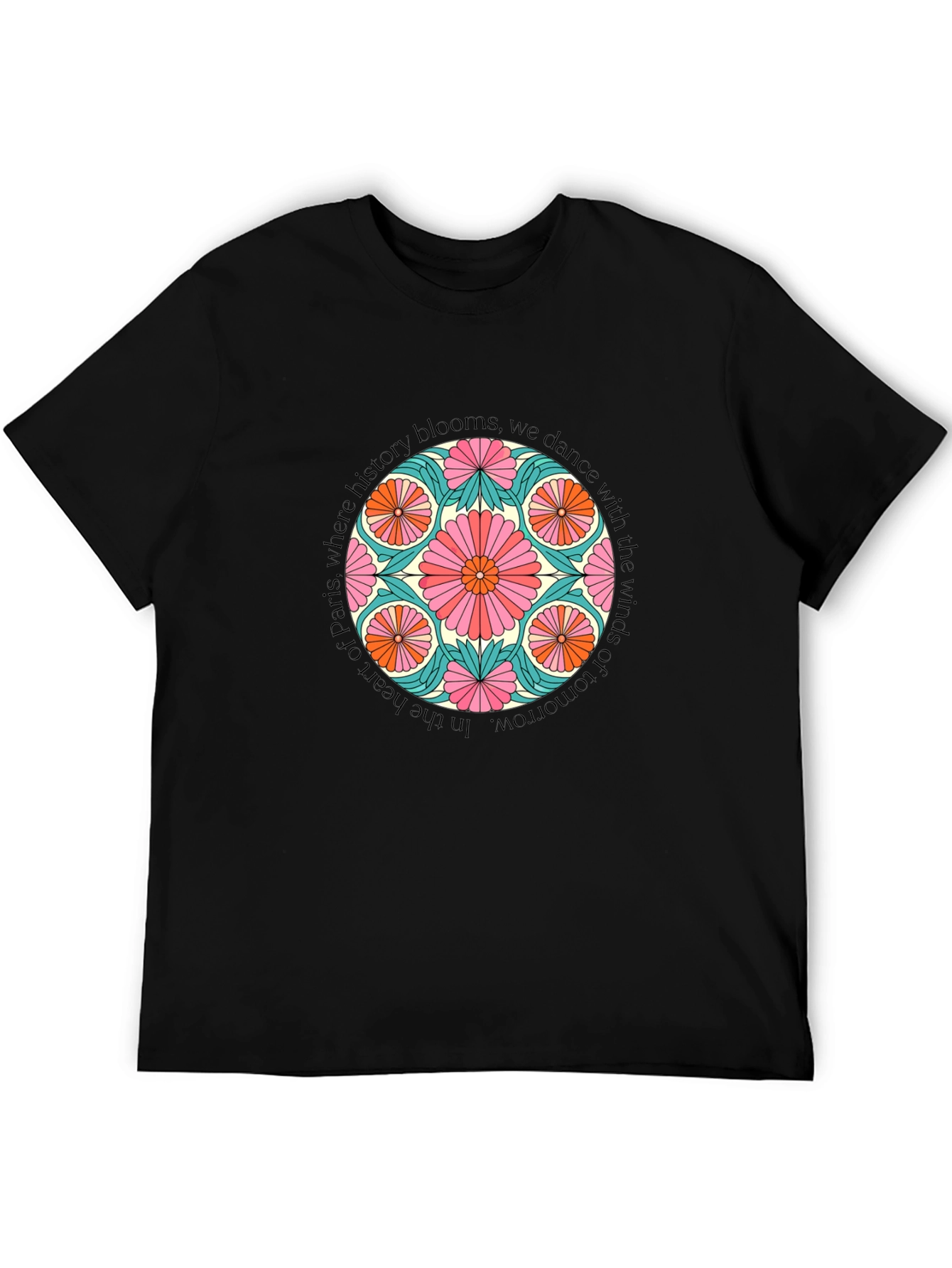 Paris History Blooms Graphic Tee - Black