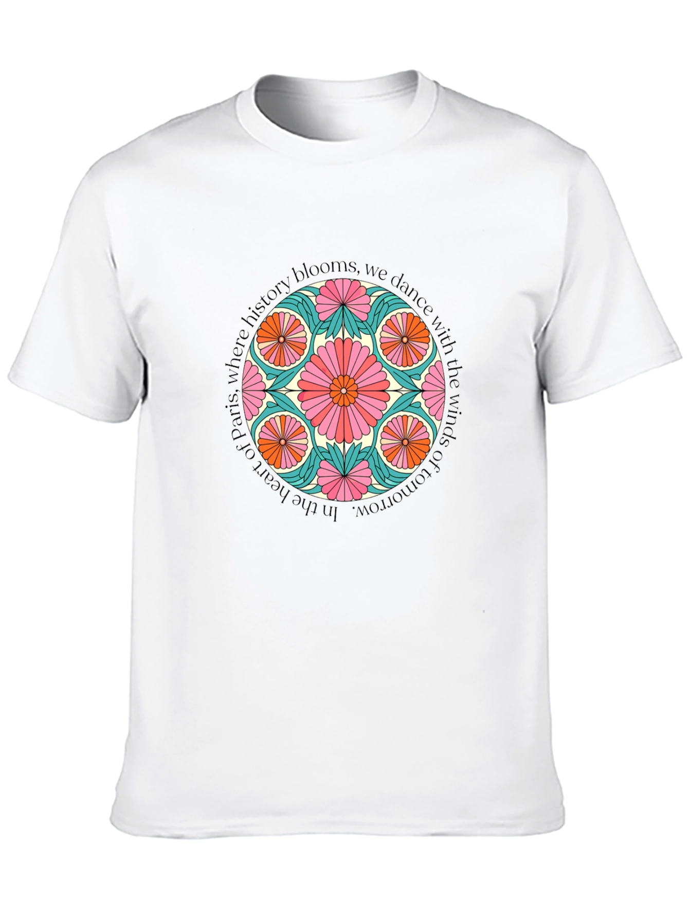 Paris History Blooms Graphic Tee - Black