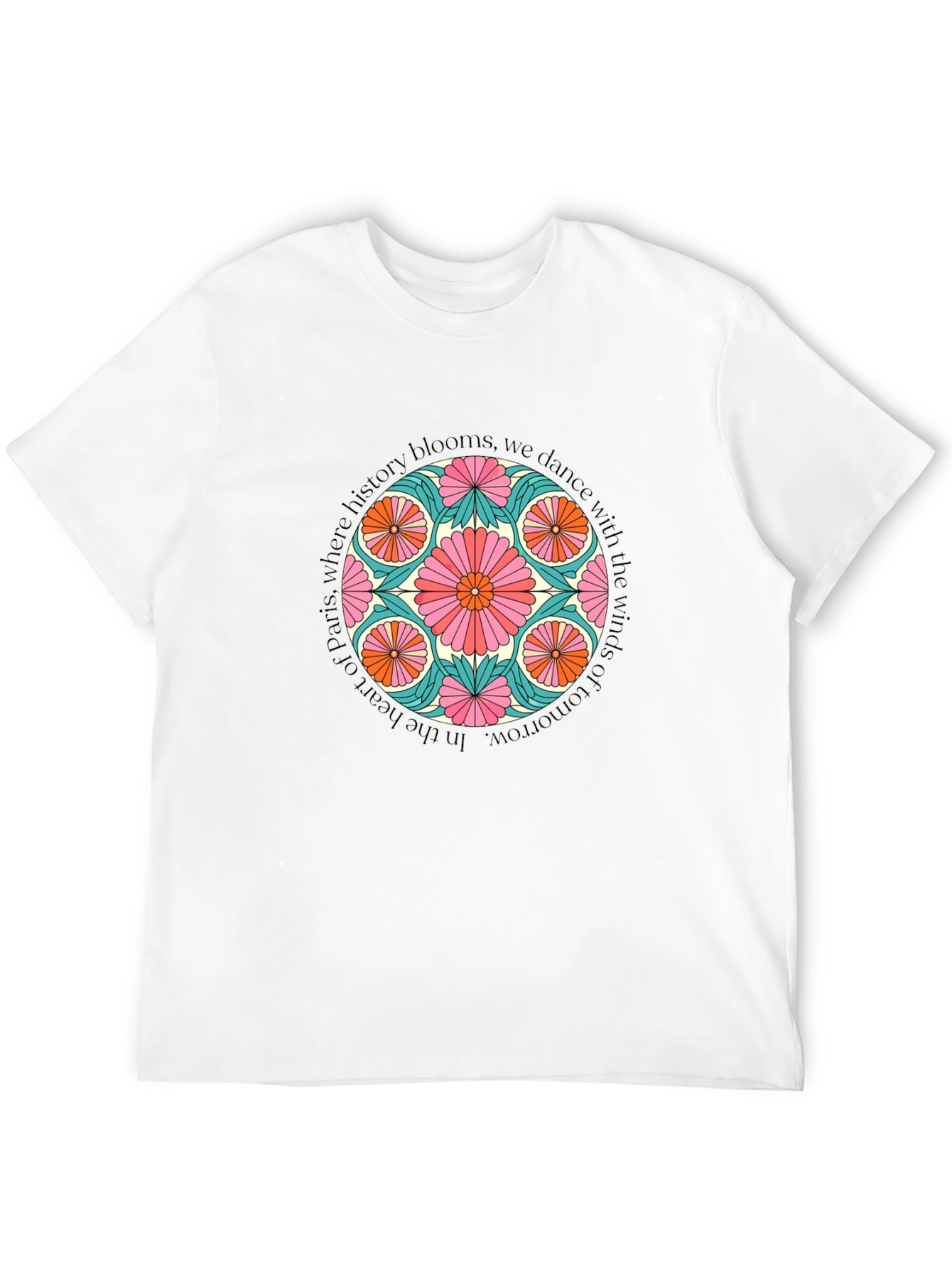 Paris History Blooms Graphic Tee - Black