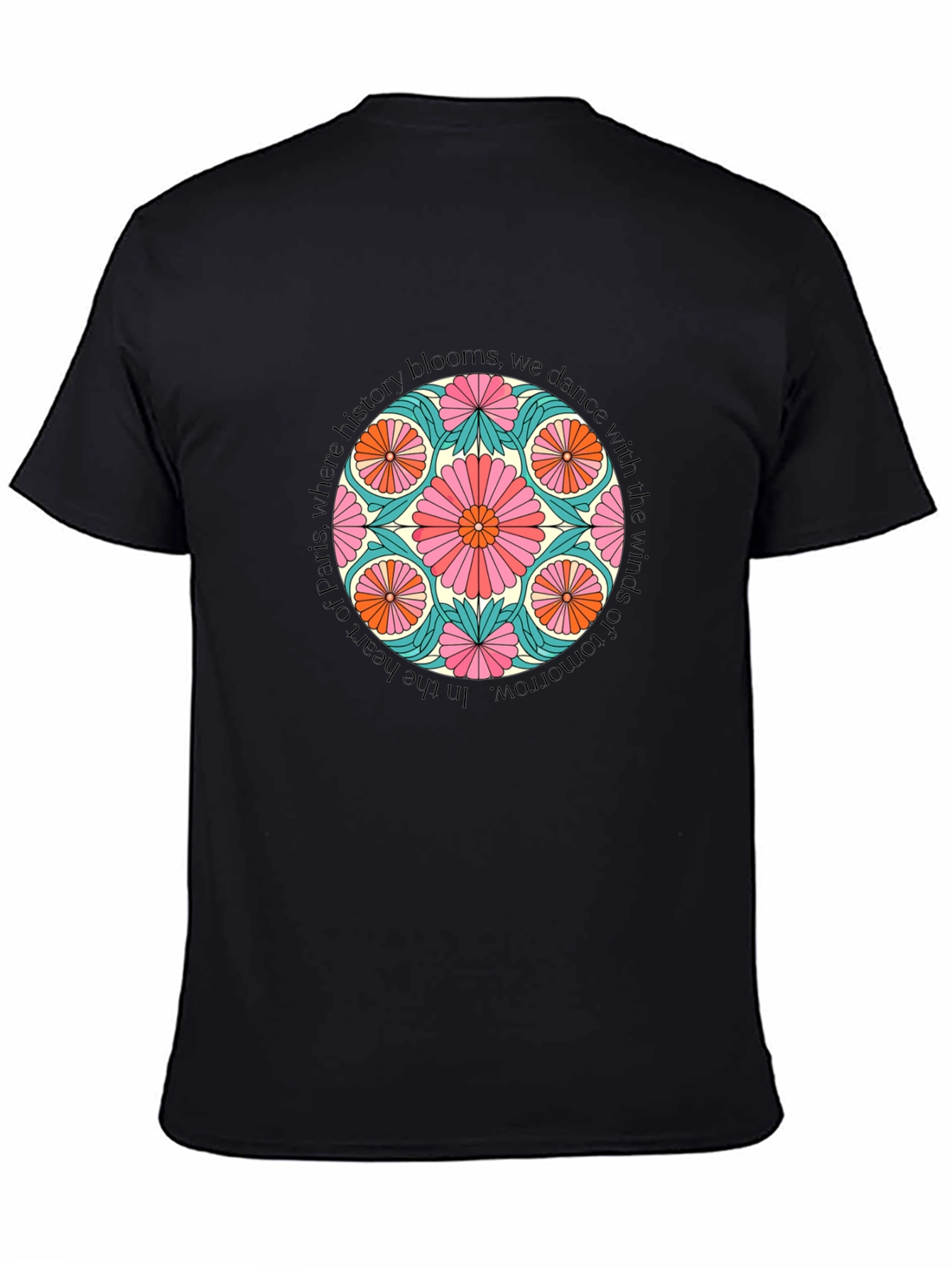 Paris History Blooms Graphic Tee - Black