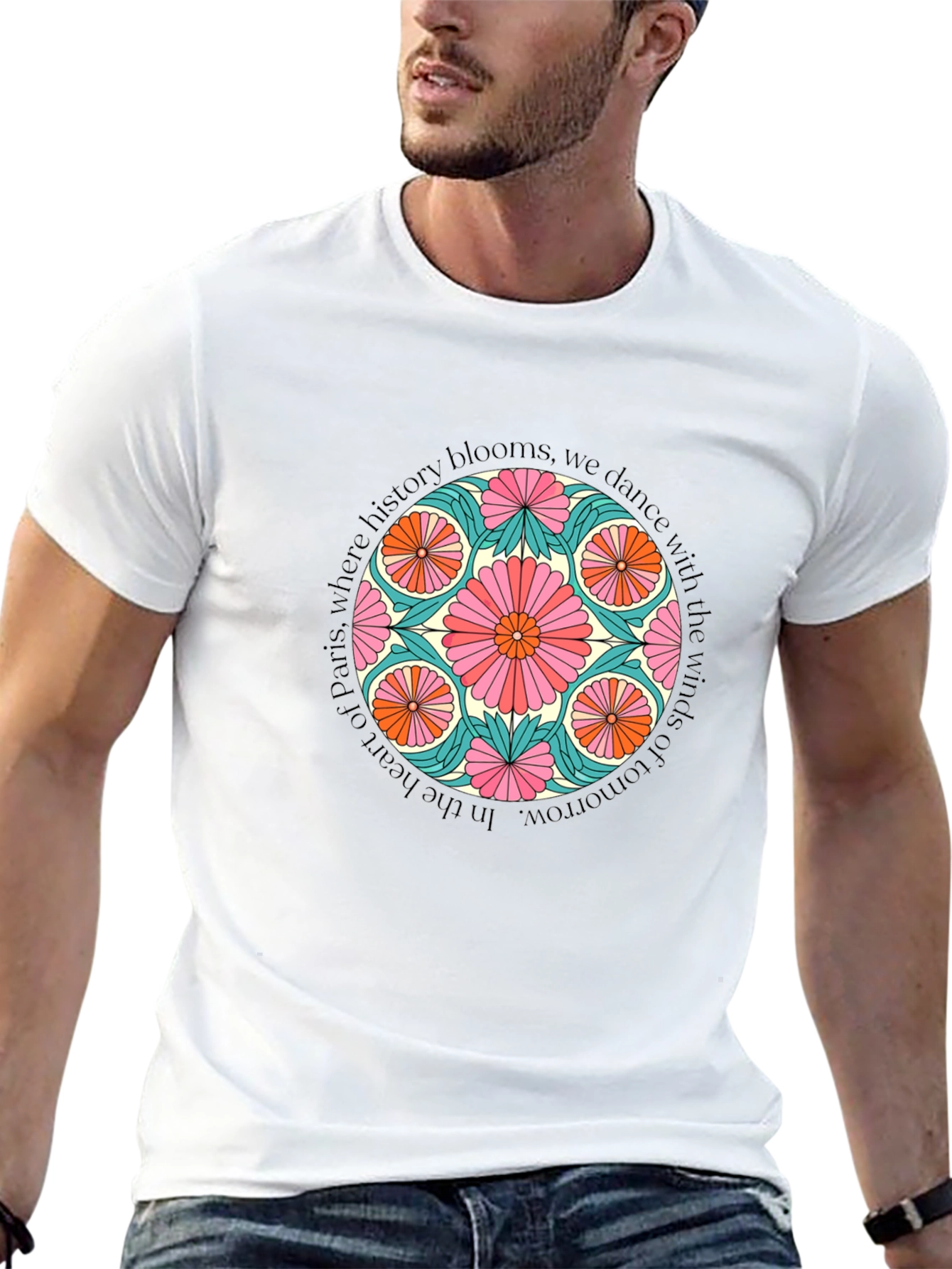 Paris History Blooms Graphic Tee - Black