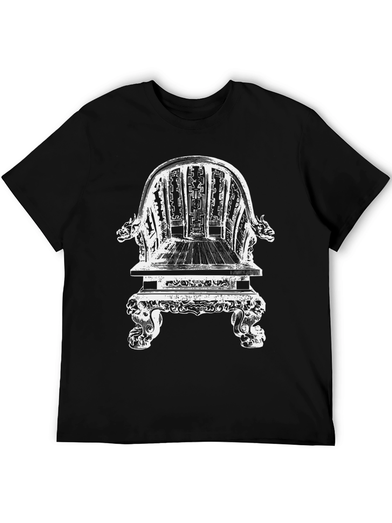 Ornate Chair Graphic Tee - Black Cotton T-Shirt