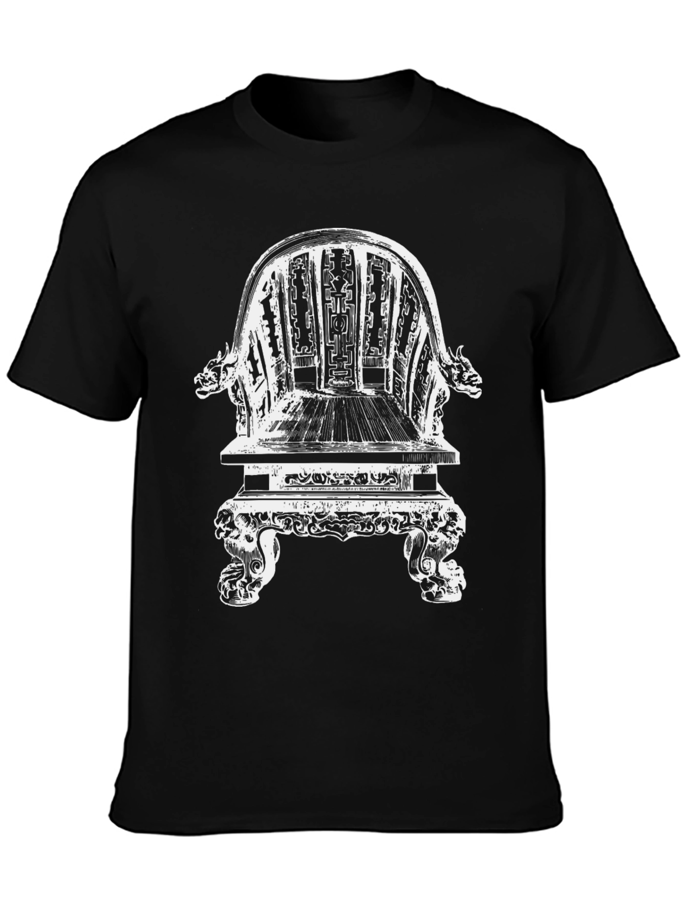 Ornate Chair Graphic Tee - Black Cotton T-Shirt
